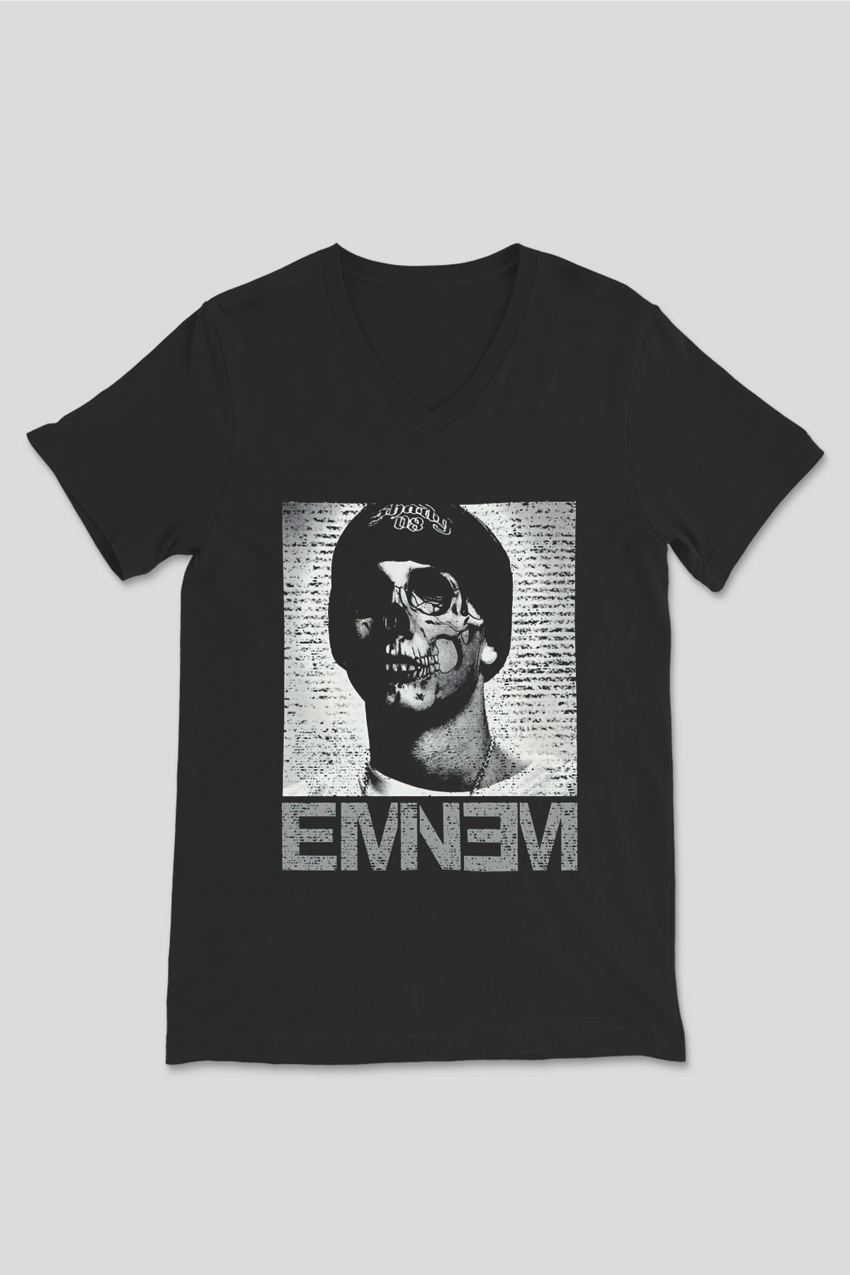 Eminem Siyah Unisex V Yaka Tişört T-Shirt
