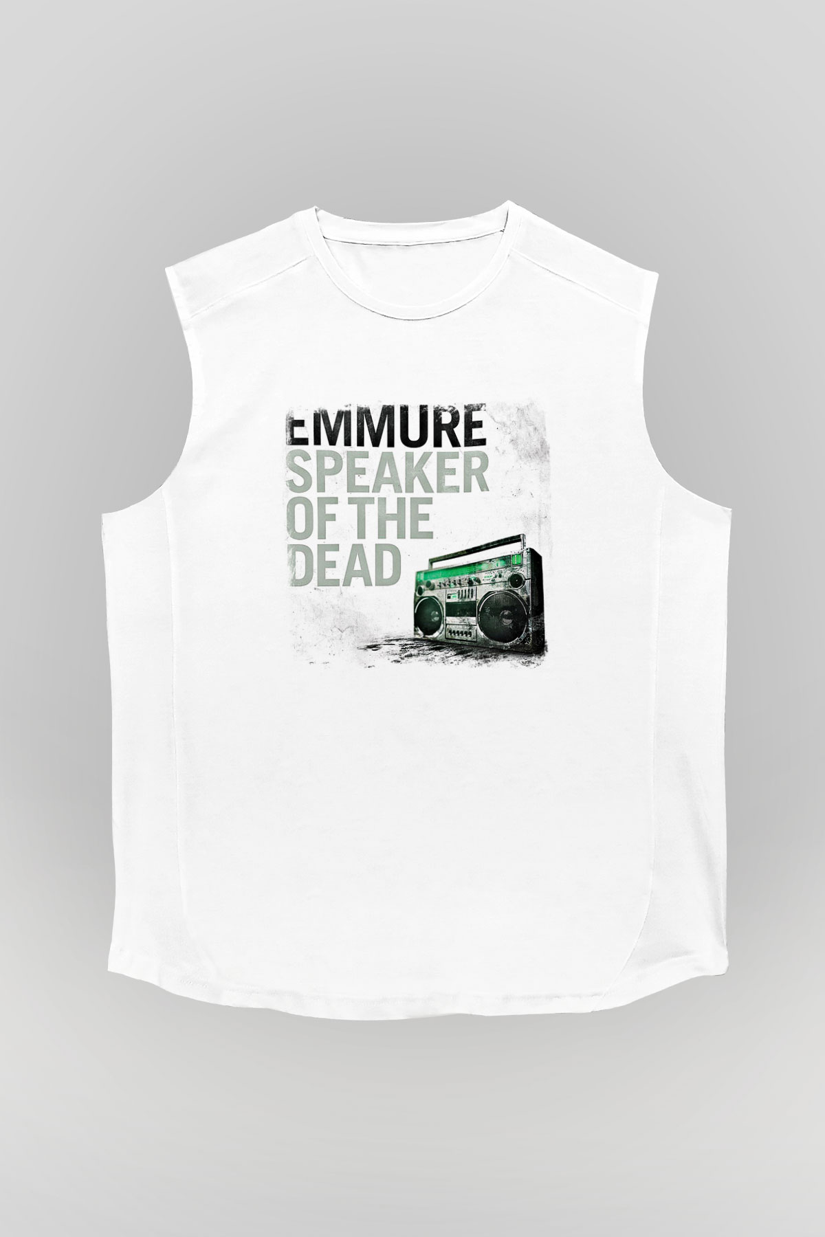 Emmure Baskılı Unisex Beyaz Kolsuz Tişört