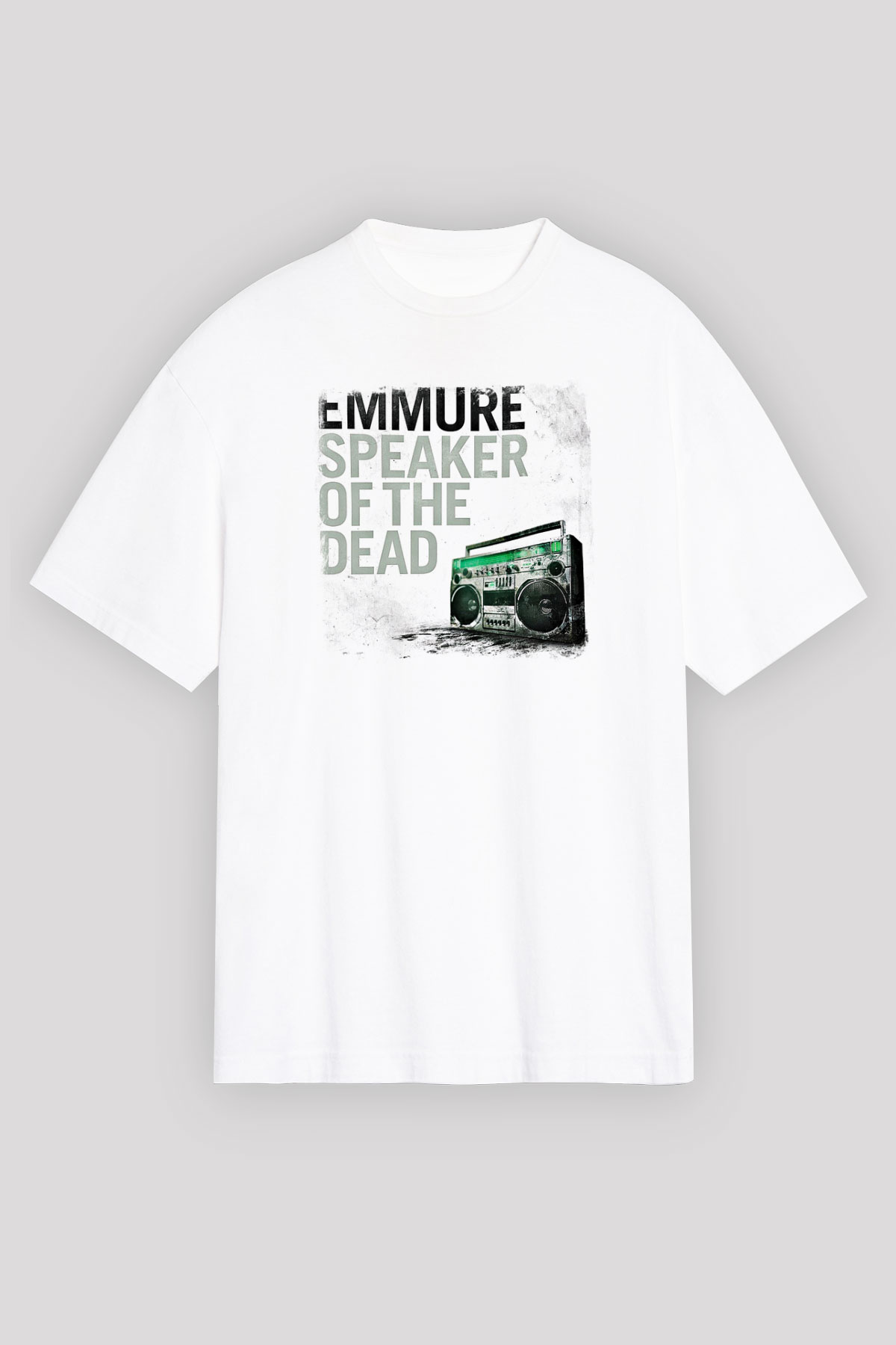 Emmure Baskılı Unisex Beyaz Oversize Tişört