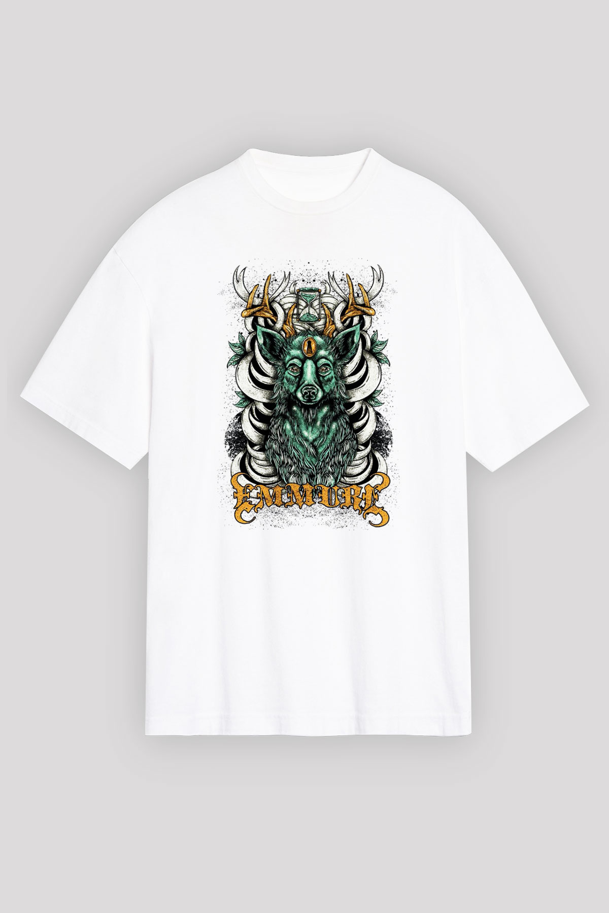 Emmure Beyaz Unisex Oversize Tişört T-Shirt