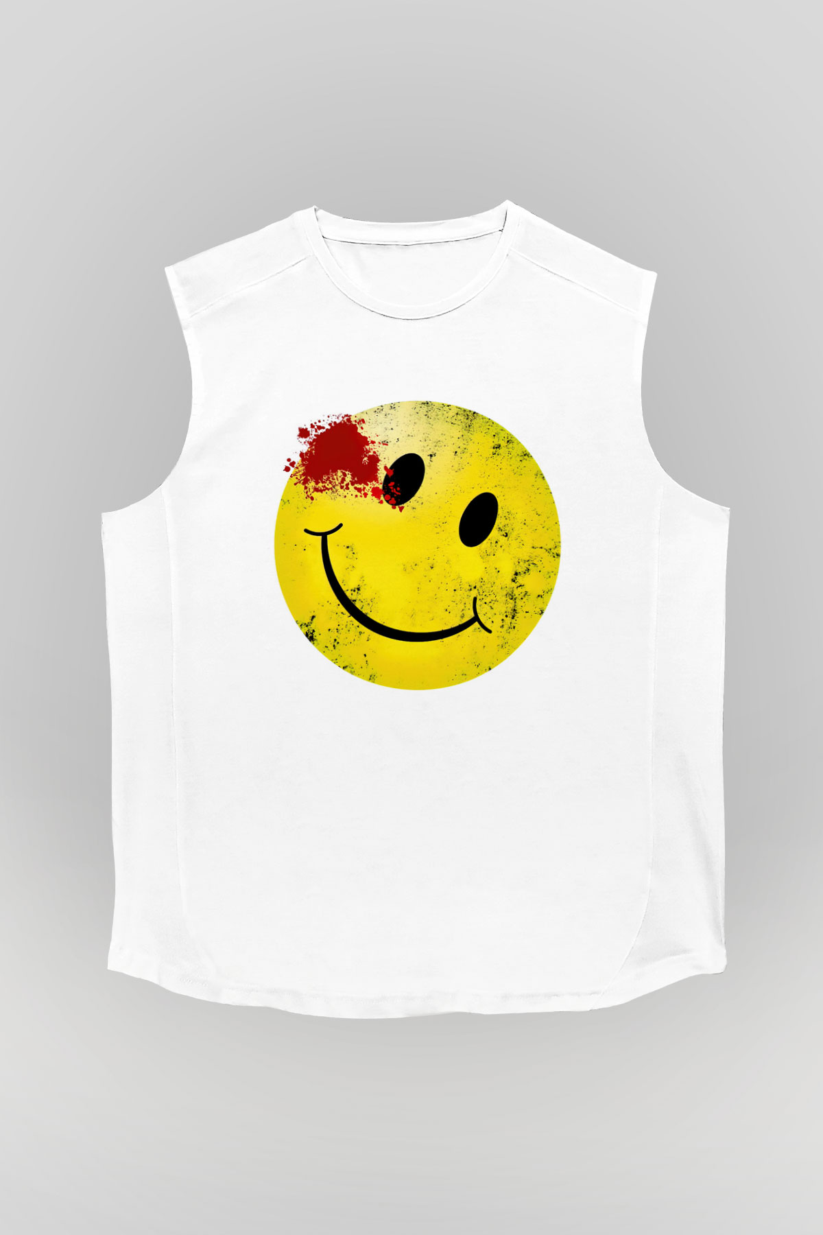 Emoji Baskılı Unisex Beyaz  Kolsuz Tişört