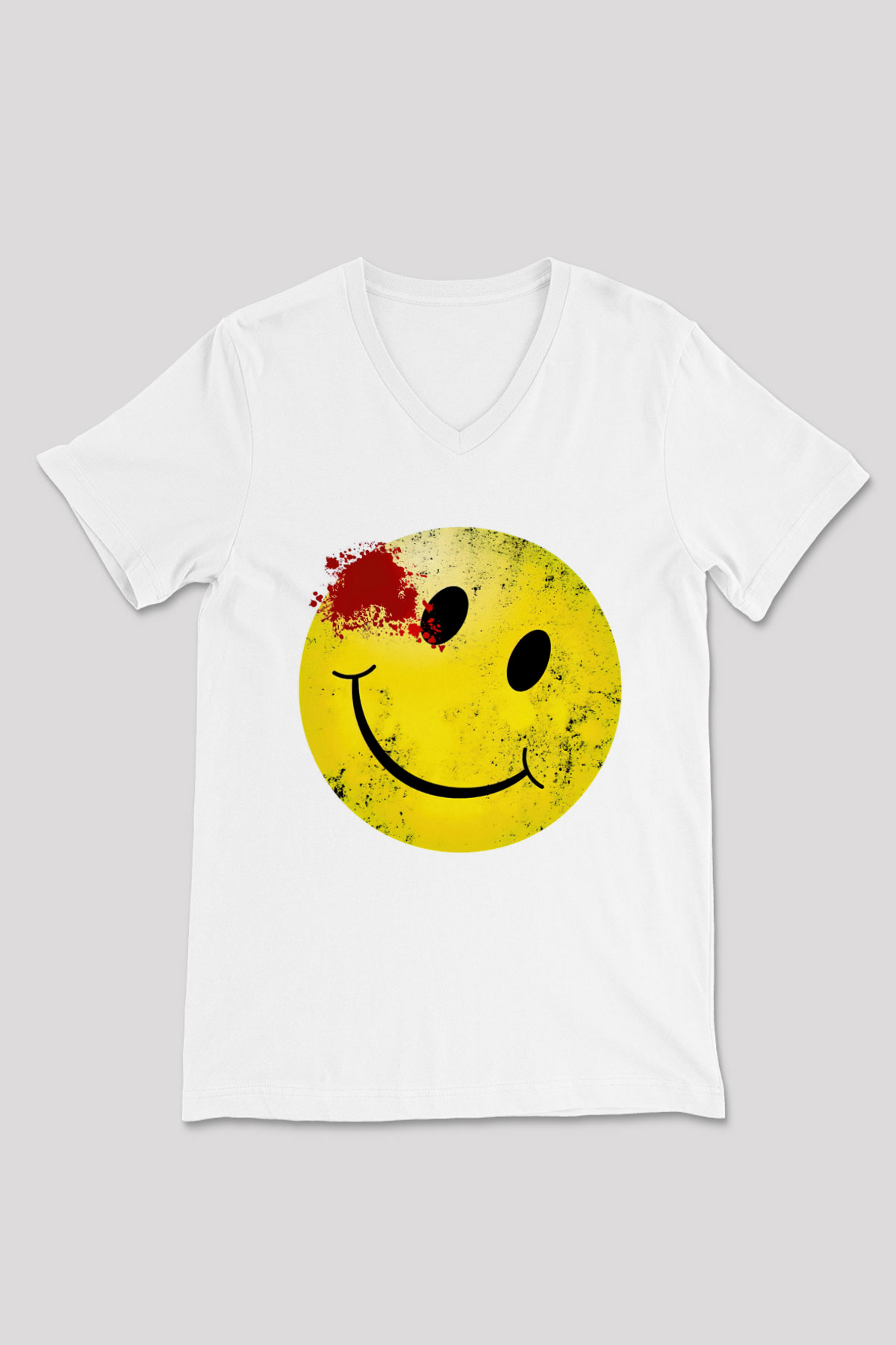 Emoji Baskılı Unisex Beyaz  V Yaka Tişört
