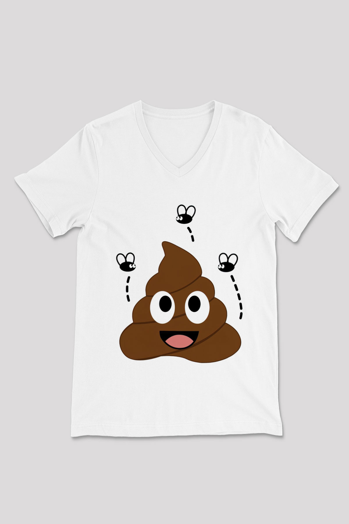 Emoji Baskılı Unisex Beyaz  V Yaka Tişört