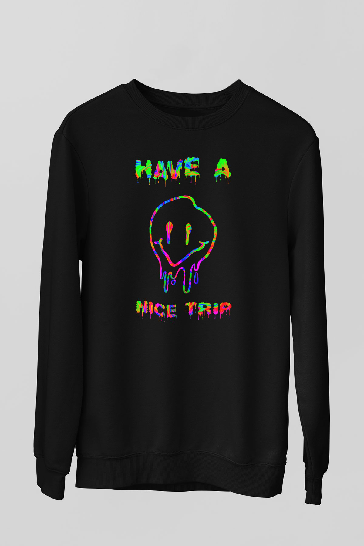 Emoji Baskılı Unisex Siyah  Sweatshirt