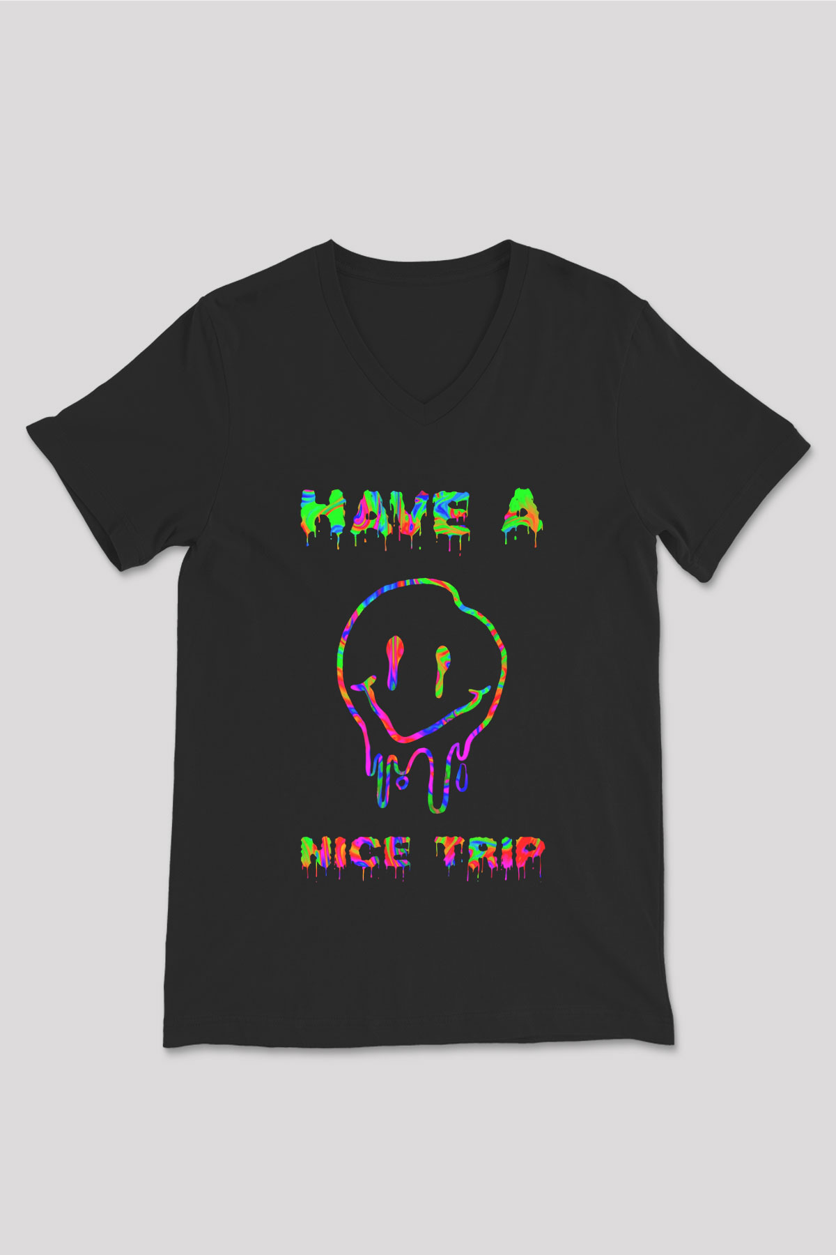 Emoji Baskılı Unisex Siyah  V Yaka Tişört