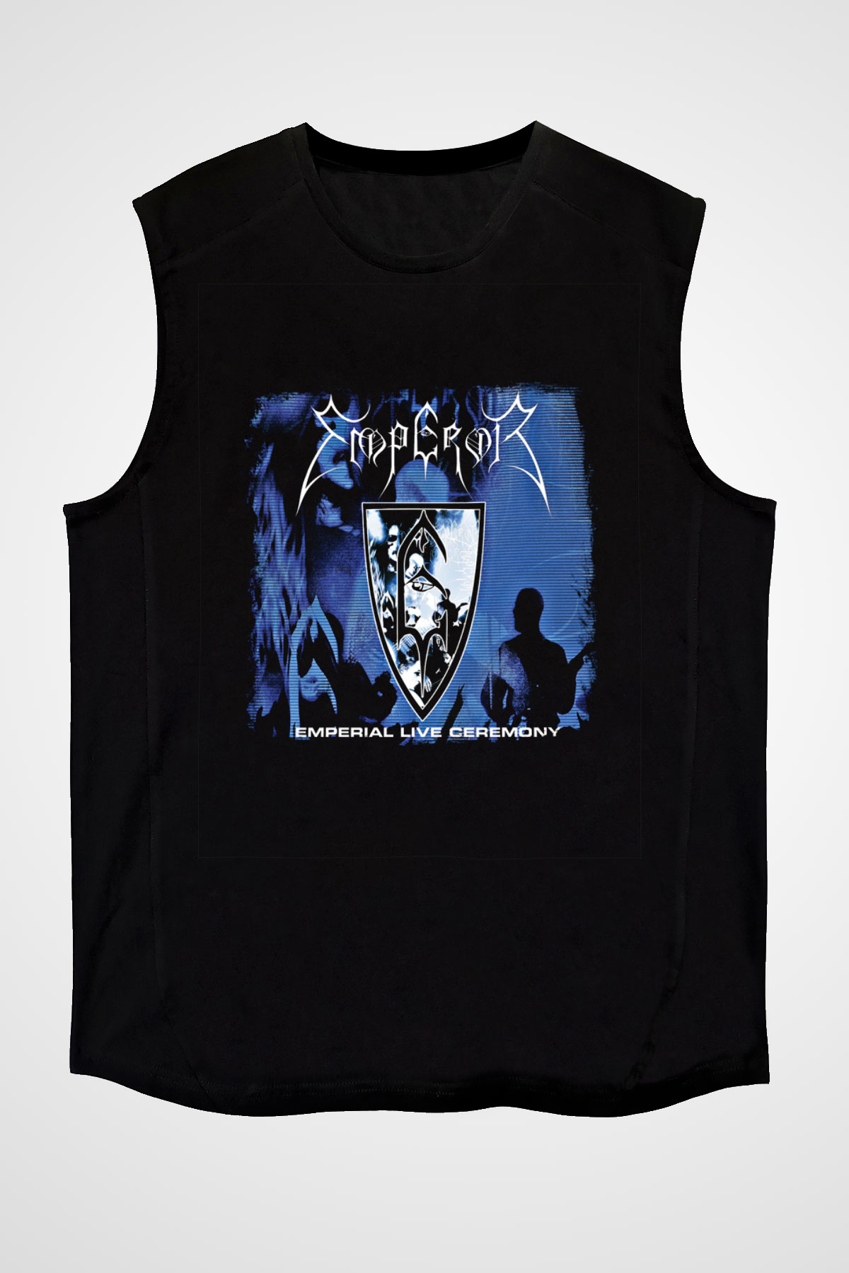 Emperor Baskılı Unisex Siyah Kolsuz Tişört
