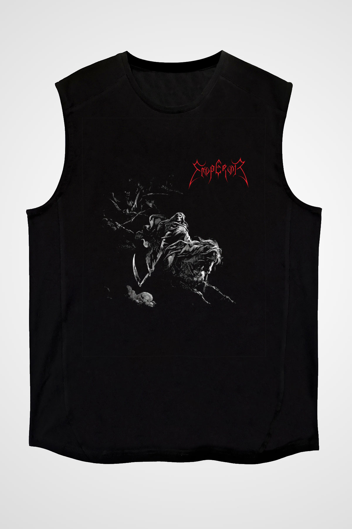 Emperor Baskılı Unisex Siyah Kolsuz Tişört