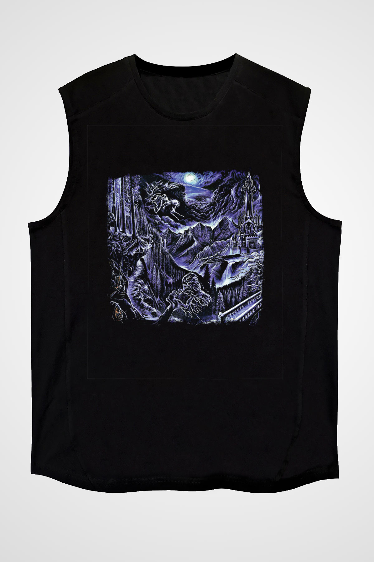Emperor Baskılı Unisex Siyah Kolsuz Tişört