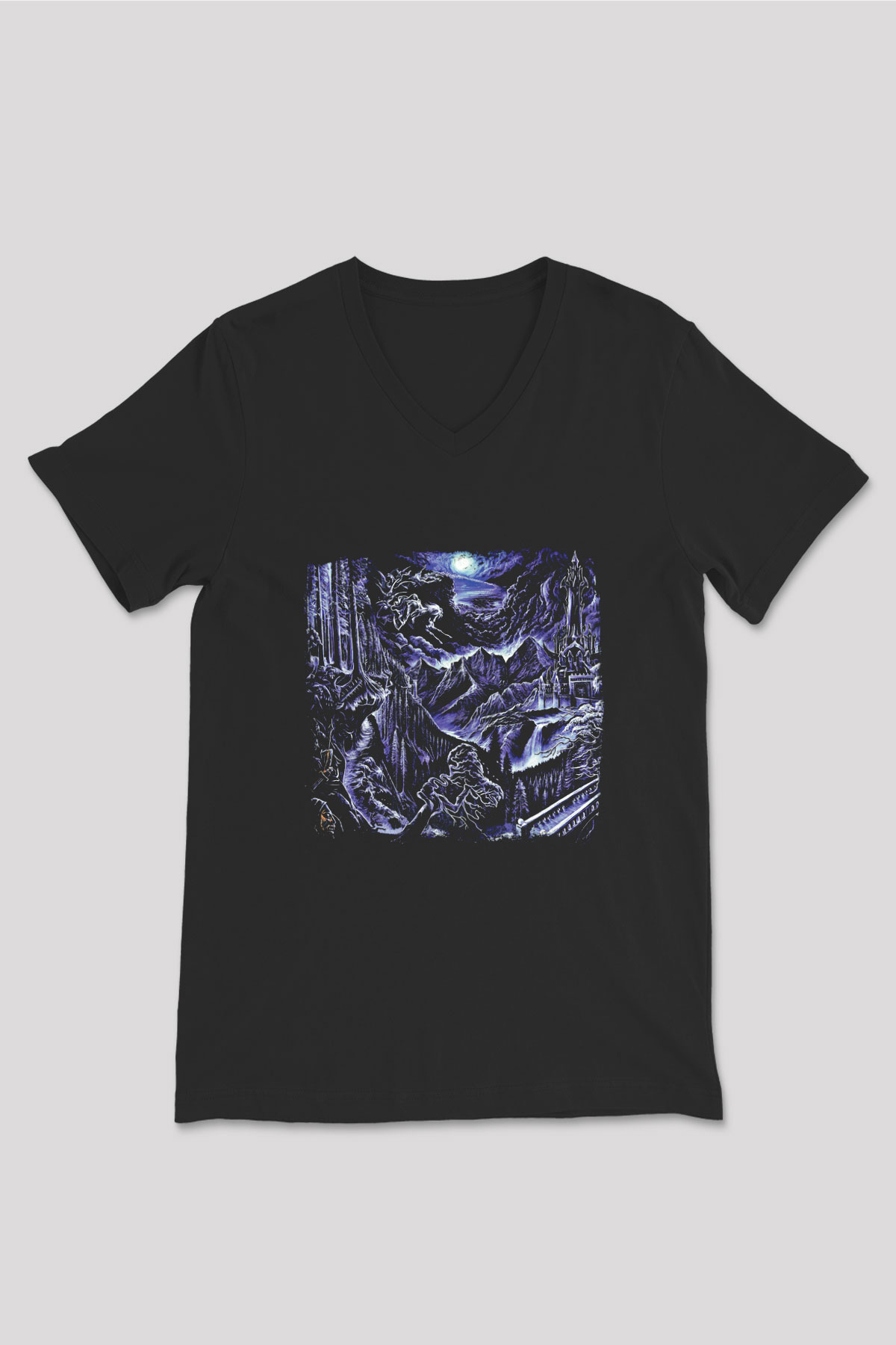 Emperor Baskılı Unisex Siyah V Yaka Tişört
