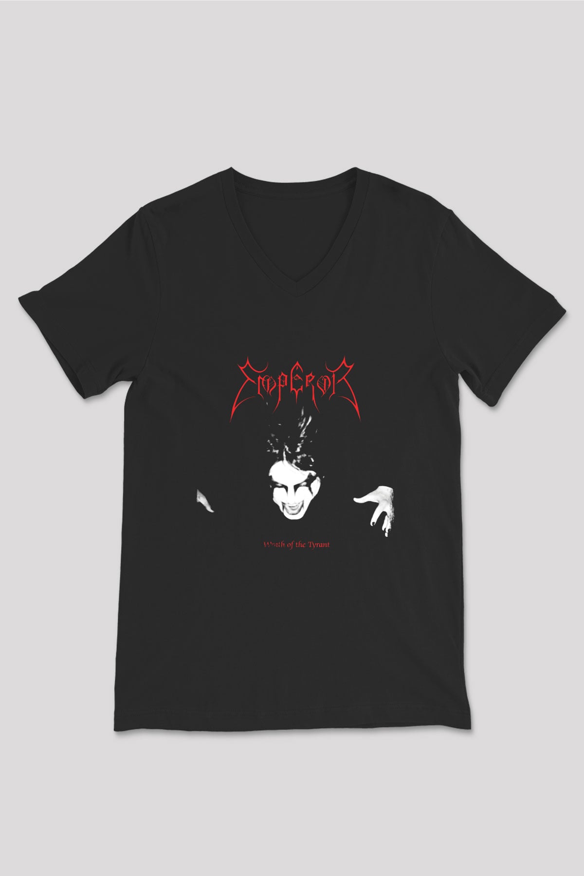 Emperor Baskılı Unisex Siyah V Yaka Tişört