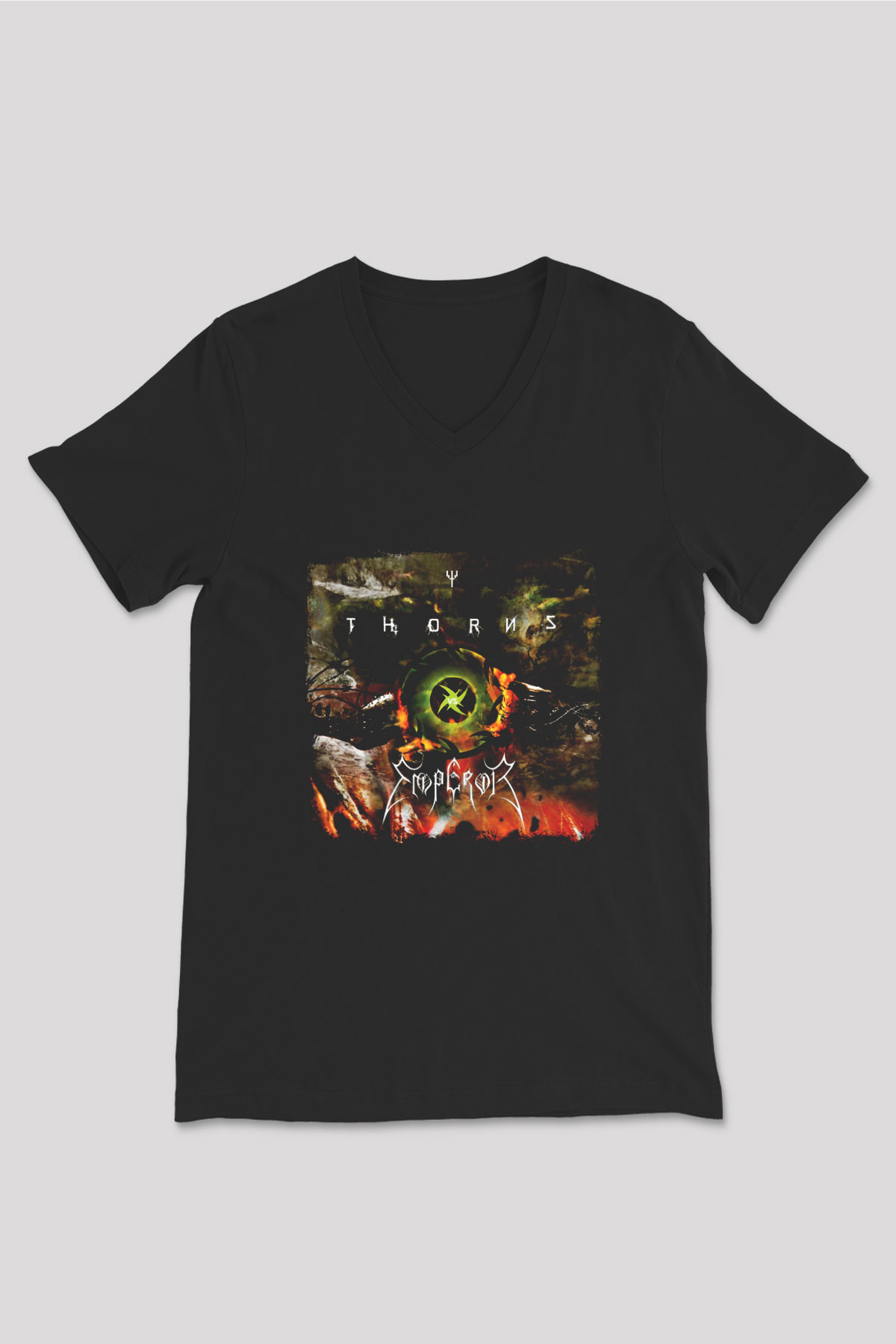 Emperor Baskılı Unisex Siyah V Yaka Tişört