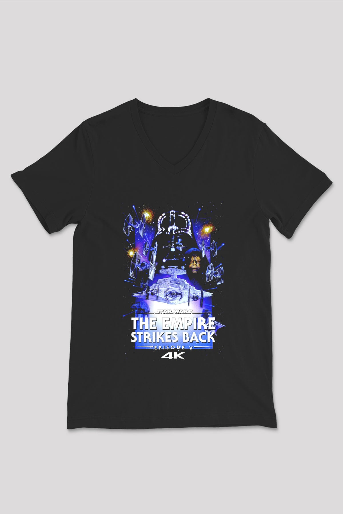Empire Strikes Back Siyah Unisex  V Yaka Tişört