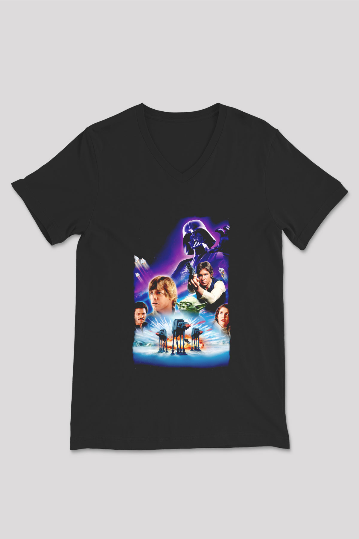 Empire Strikes Back Siyah Unisex  V Yaka Tişört