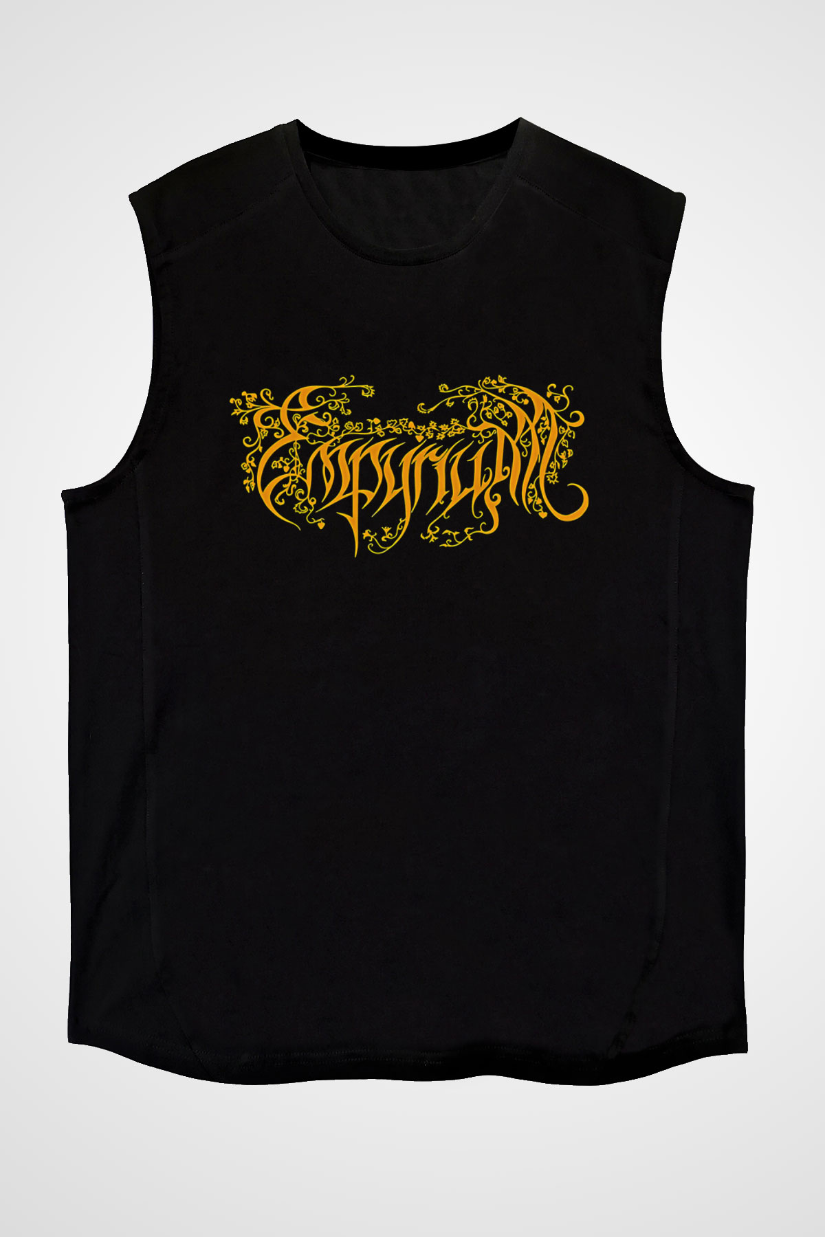 Empyrium Baskılı Unisex Siyah Kolsuz Tişört - Tshirt
