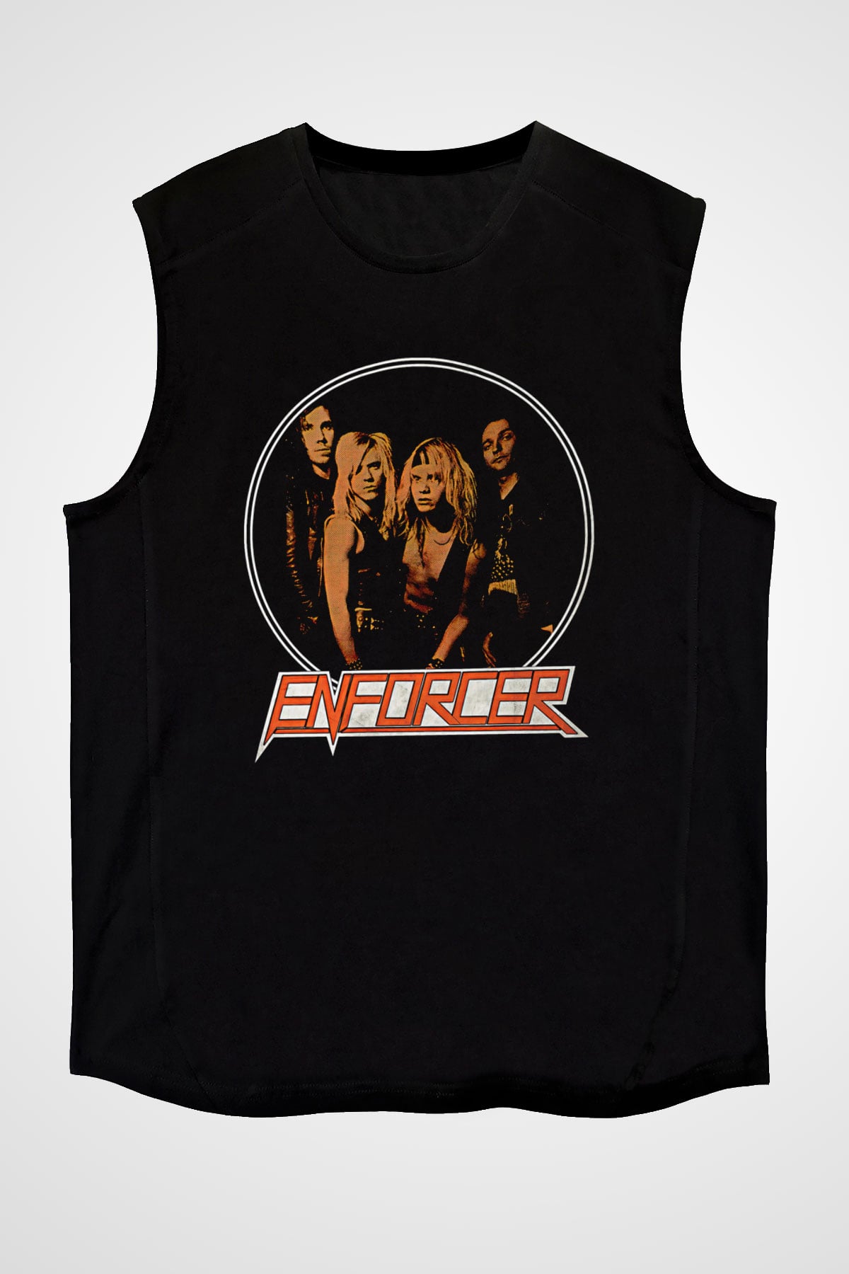 Enforcer Baskılı Unisex Siyah Kolsuz Tişört - Tshirt