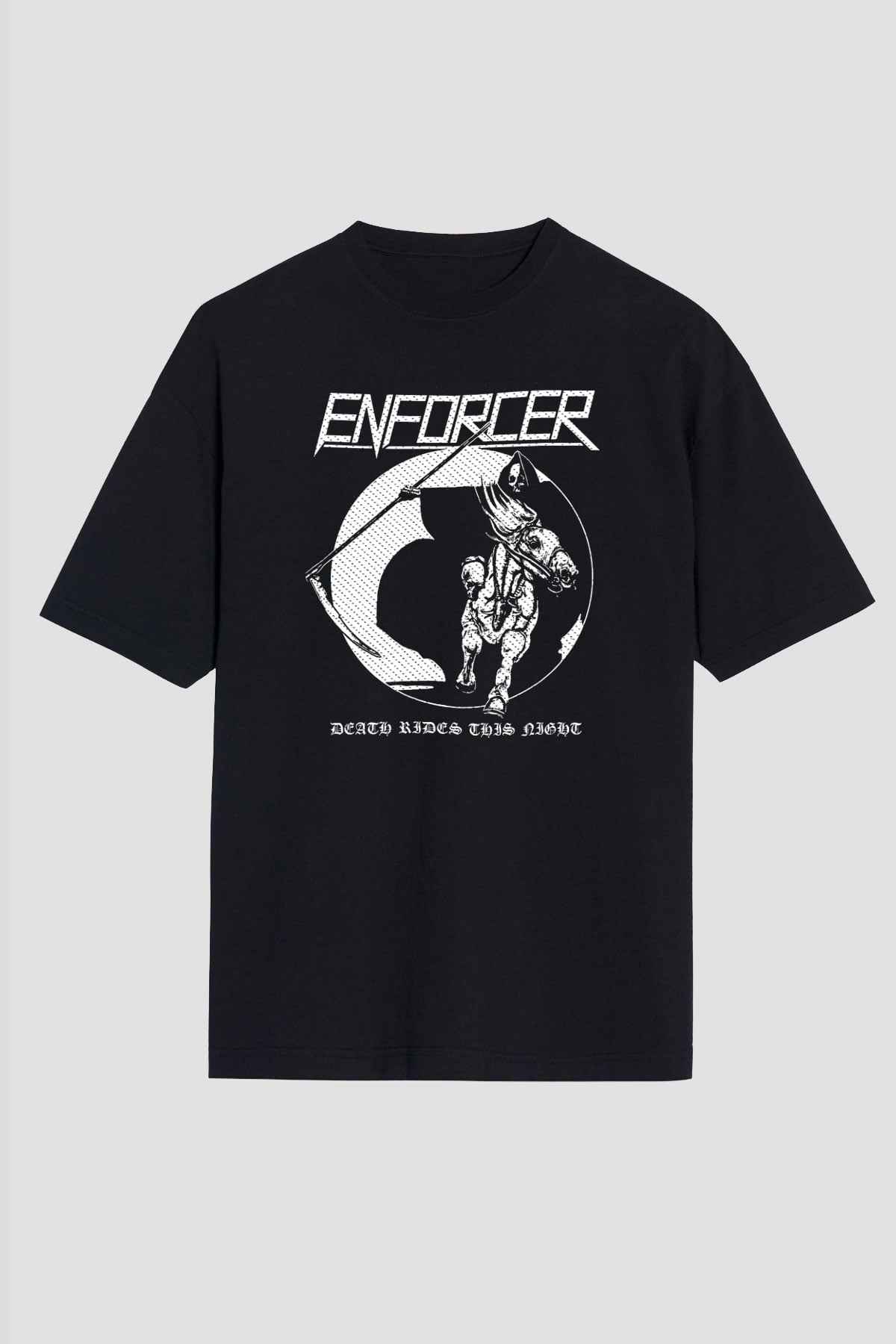 Enforcer Baskılı Unisex Siyah Oversize Tişört - Tshirt