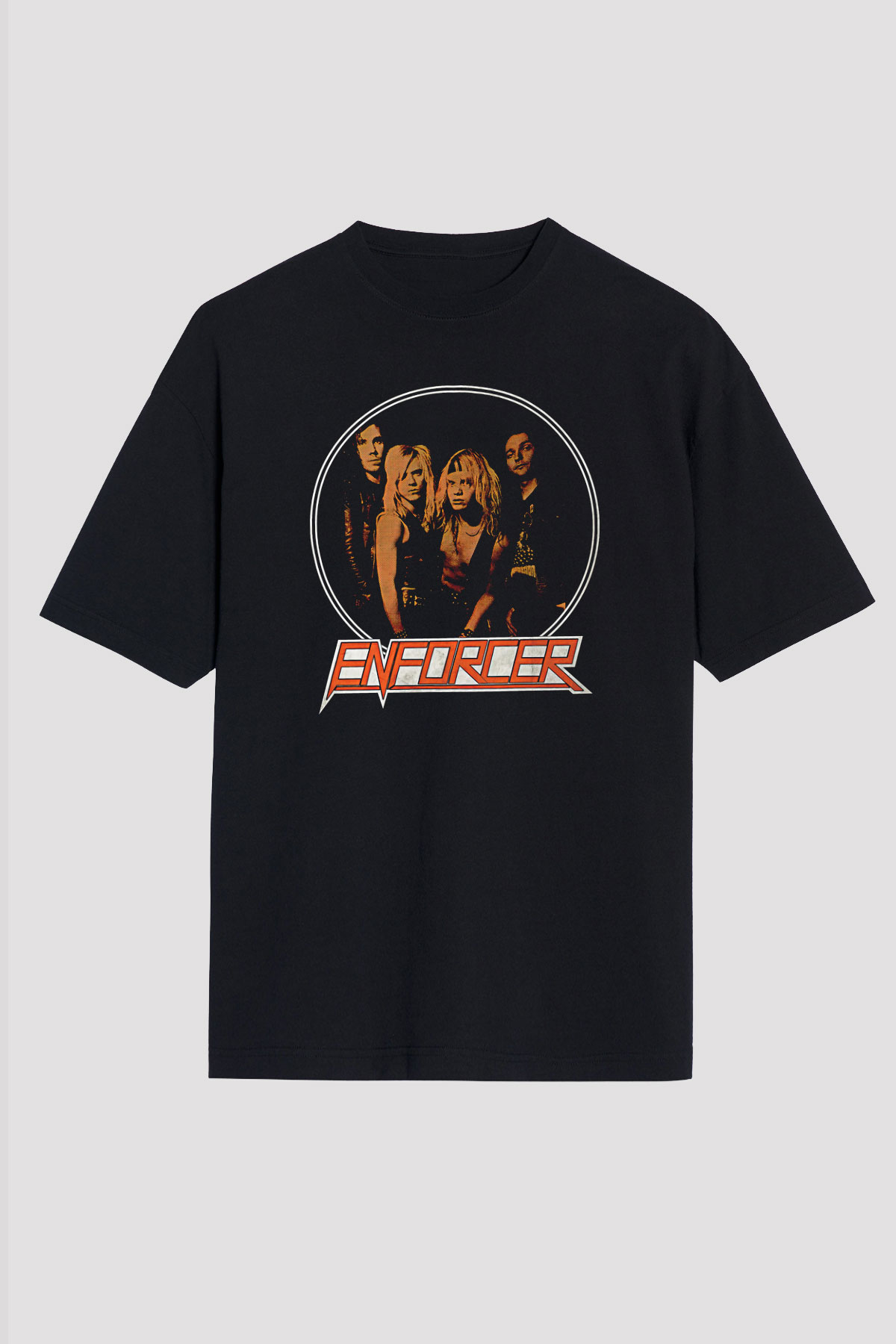 Enforcer Baskılı Unisex Siyah Oversize Tişört - Tshirt