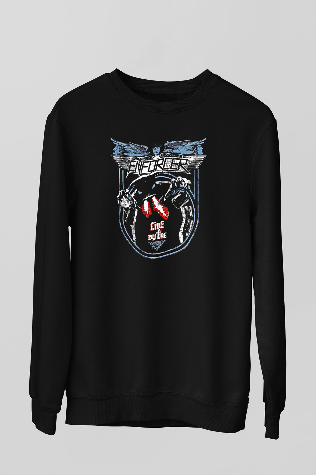 Enforcer Baskılı Unisex Siyah Sweatshirt