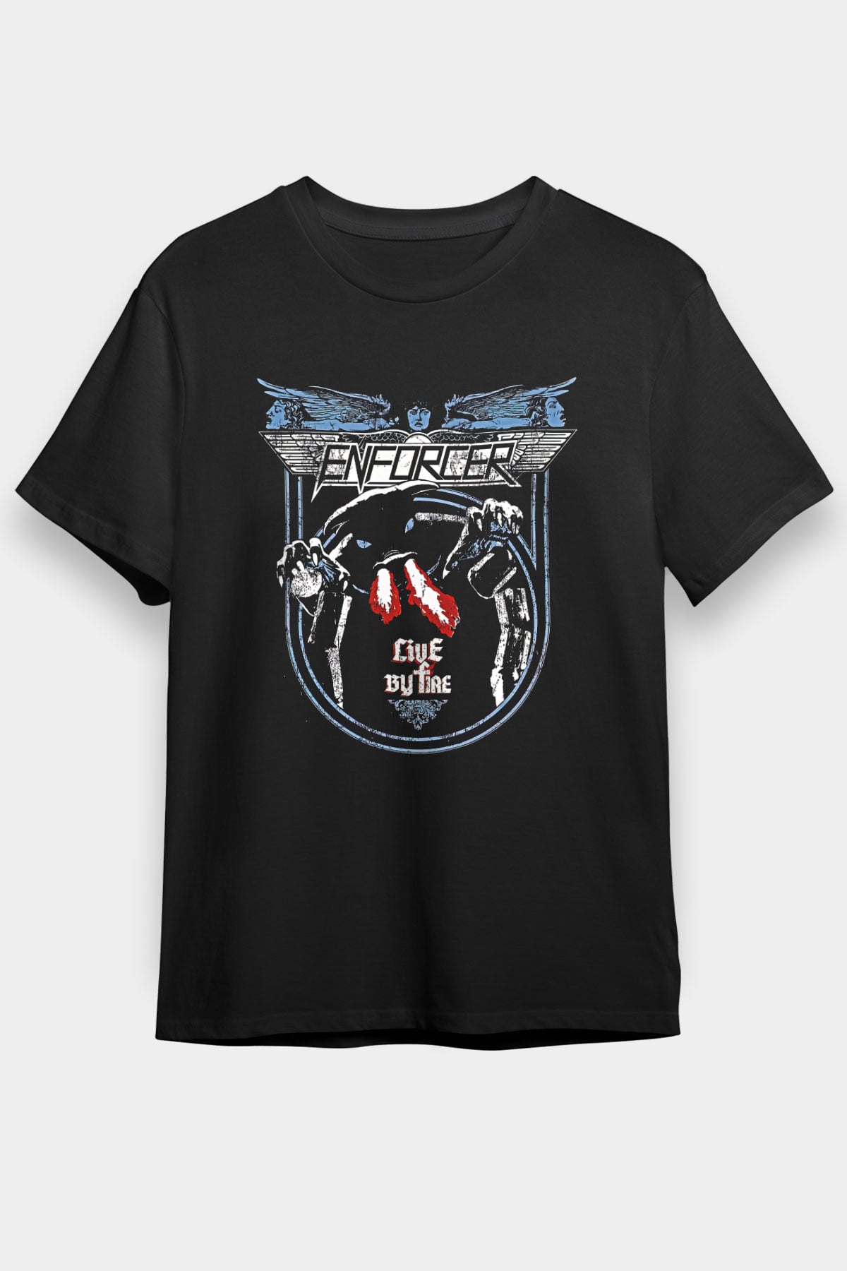 Enforcer Baskılı Unisex Siyah Tişört - Tshirt