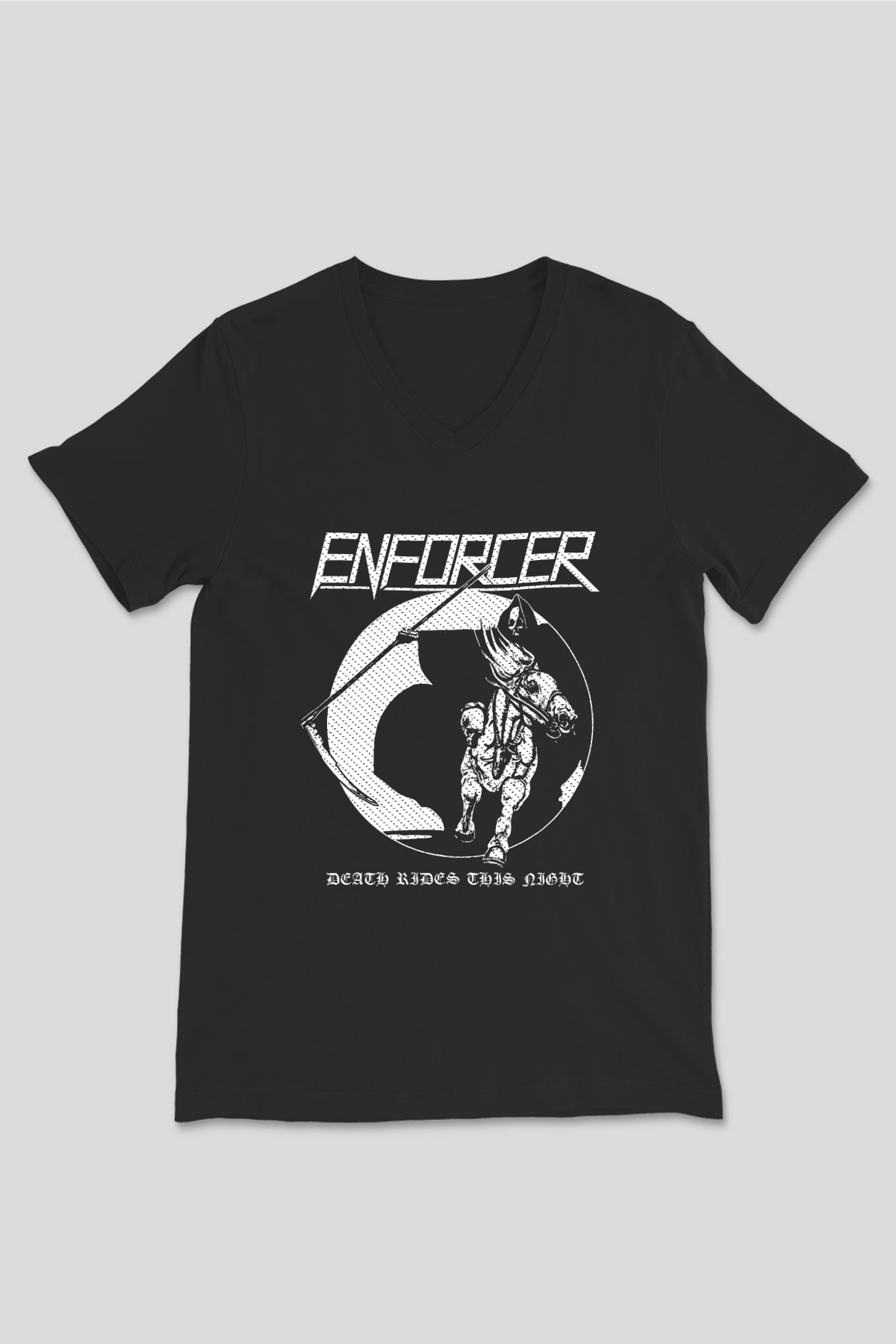 Enforcer Baskılı Unisex Siyah V Yaka Tişört - Tshirt