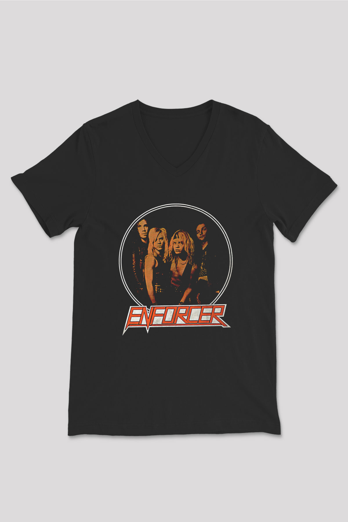 Enforcer Baskılı Unisex Siyah V Yaka Tişört - Tshirt