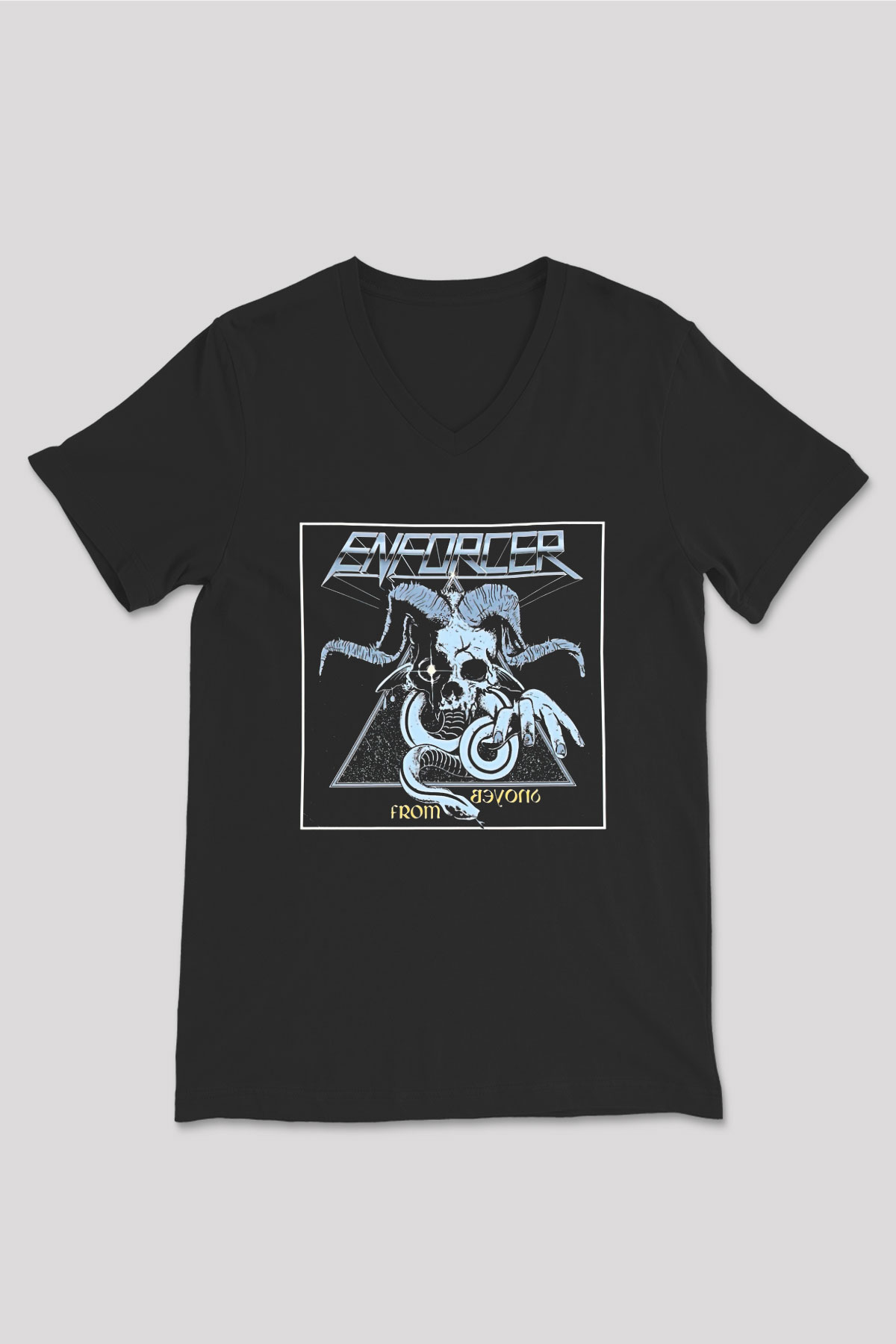 Enforcer Baskılı Unisex Siyah V Yaka Tişört - Tshirt