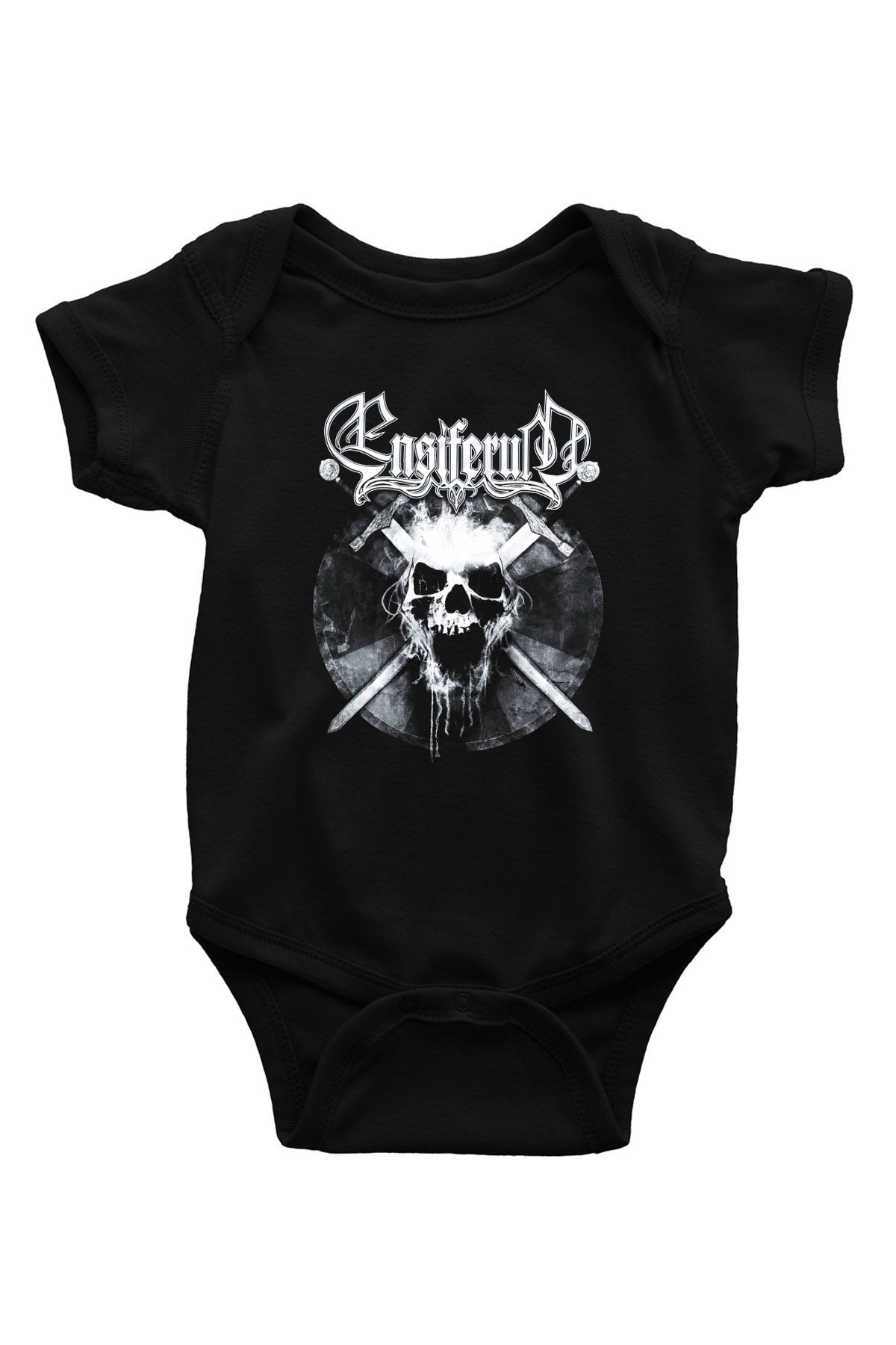 Ensiferum Baskılı Siyah Bebek Body - Zıbın
