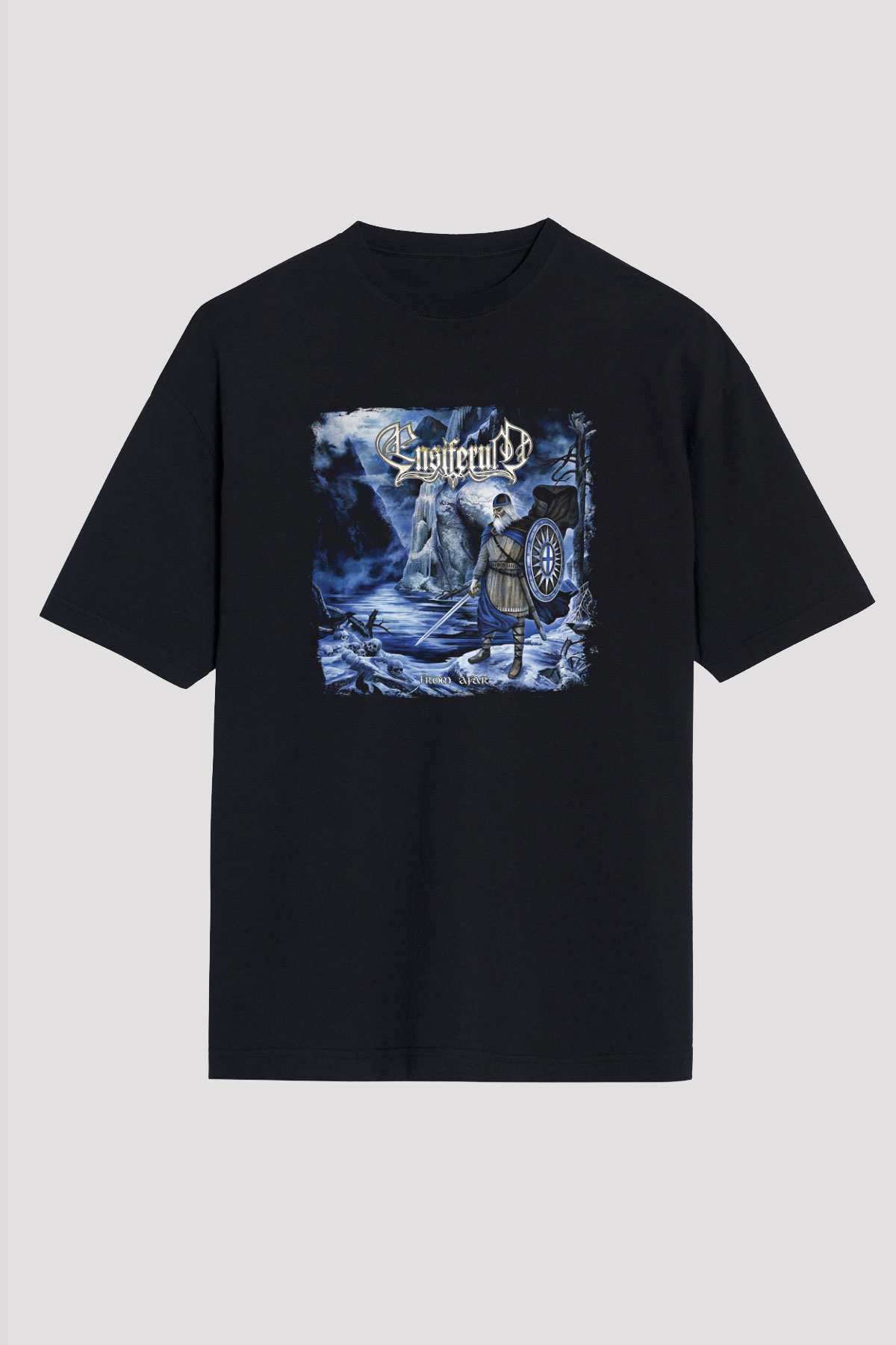 Ensiferum Baskılı Unisex Siyah Oversize Tişört