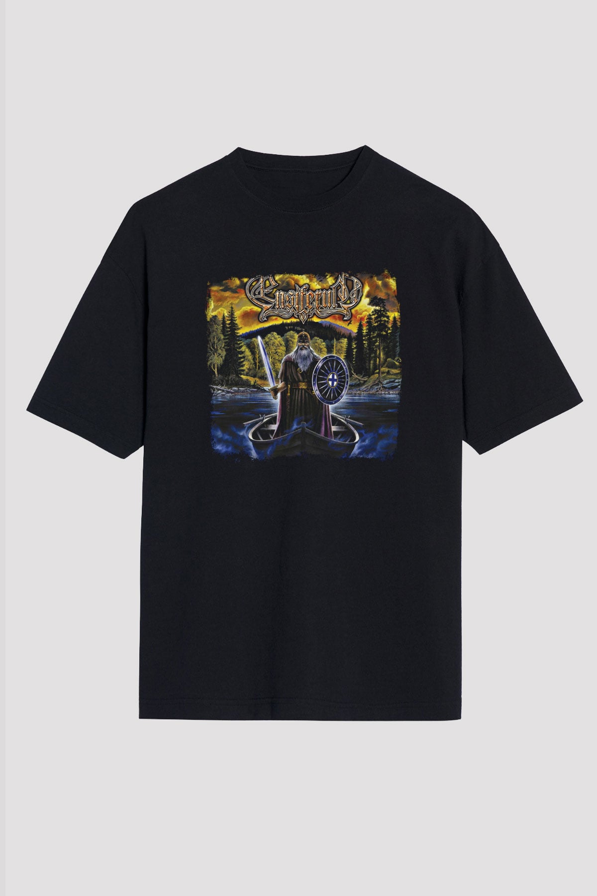 Ensiferum Baskılı Unisex Siyah Oversize Tişört
