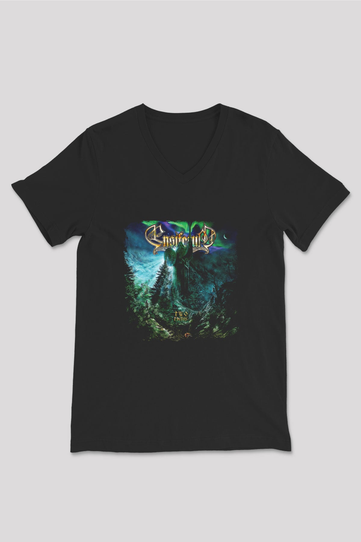 Ensiferum Baskılı Unisex Siyah V Yaka Tişört