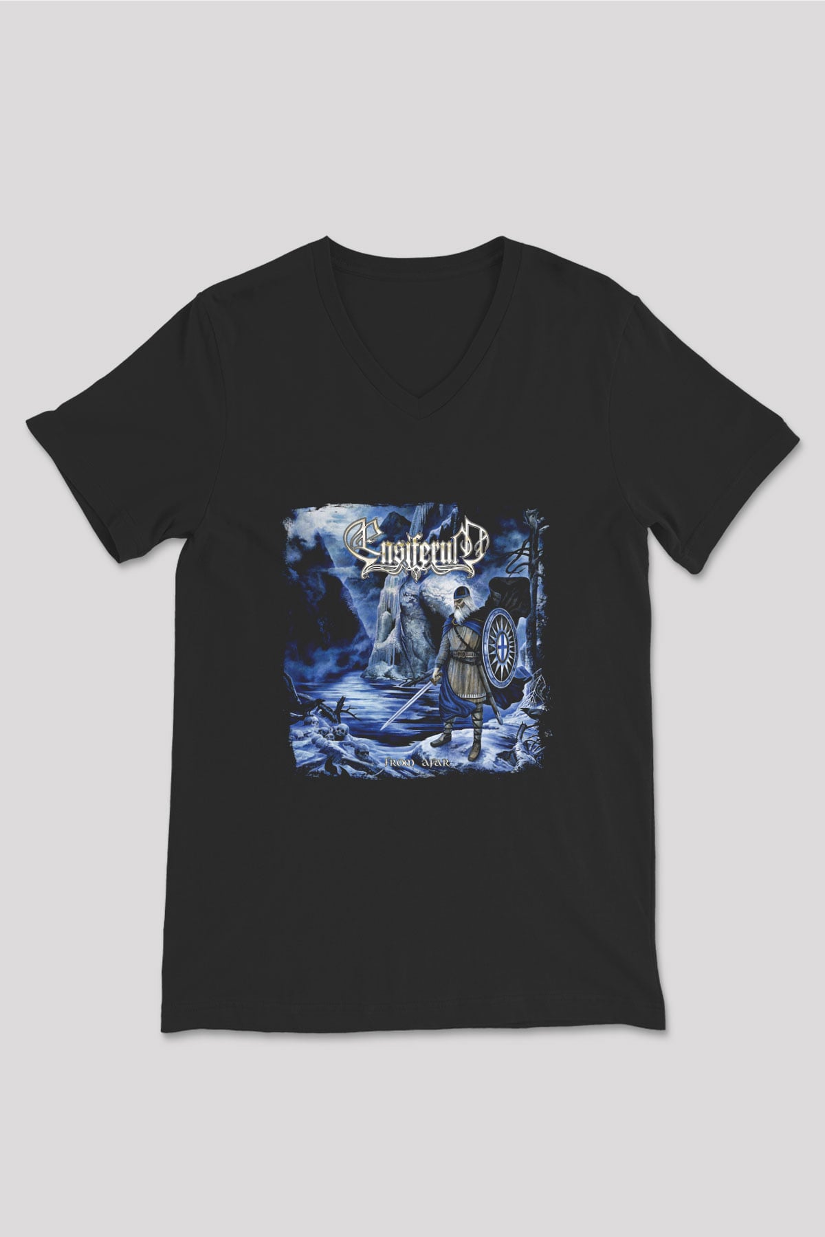 Ensiferum Baskılı Unisex Siyah V Yaka Tişört