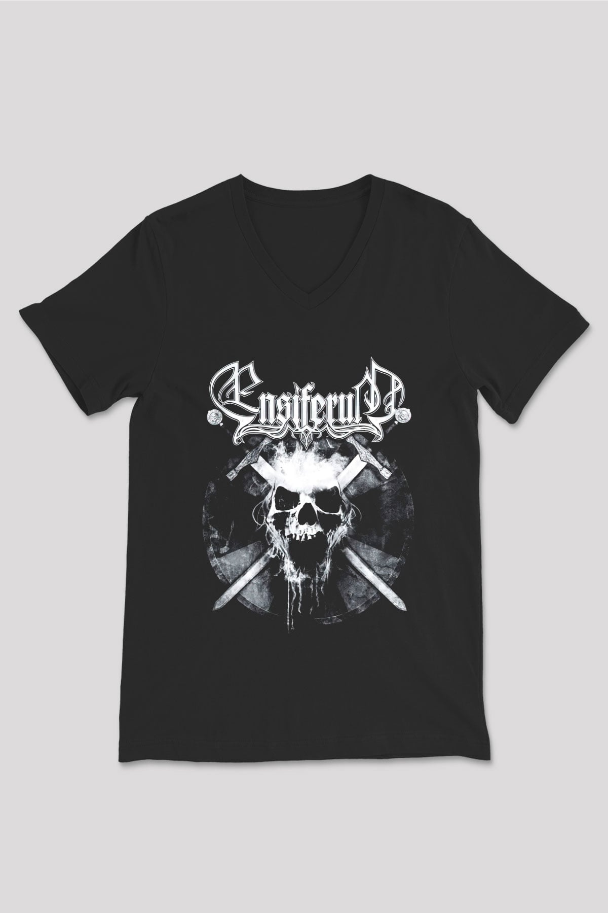 Ensiferum Siyah Unisex V Yaka Tişört T-Shirt