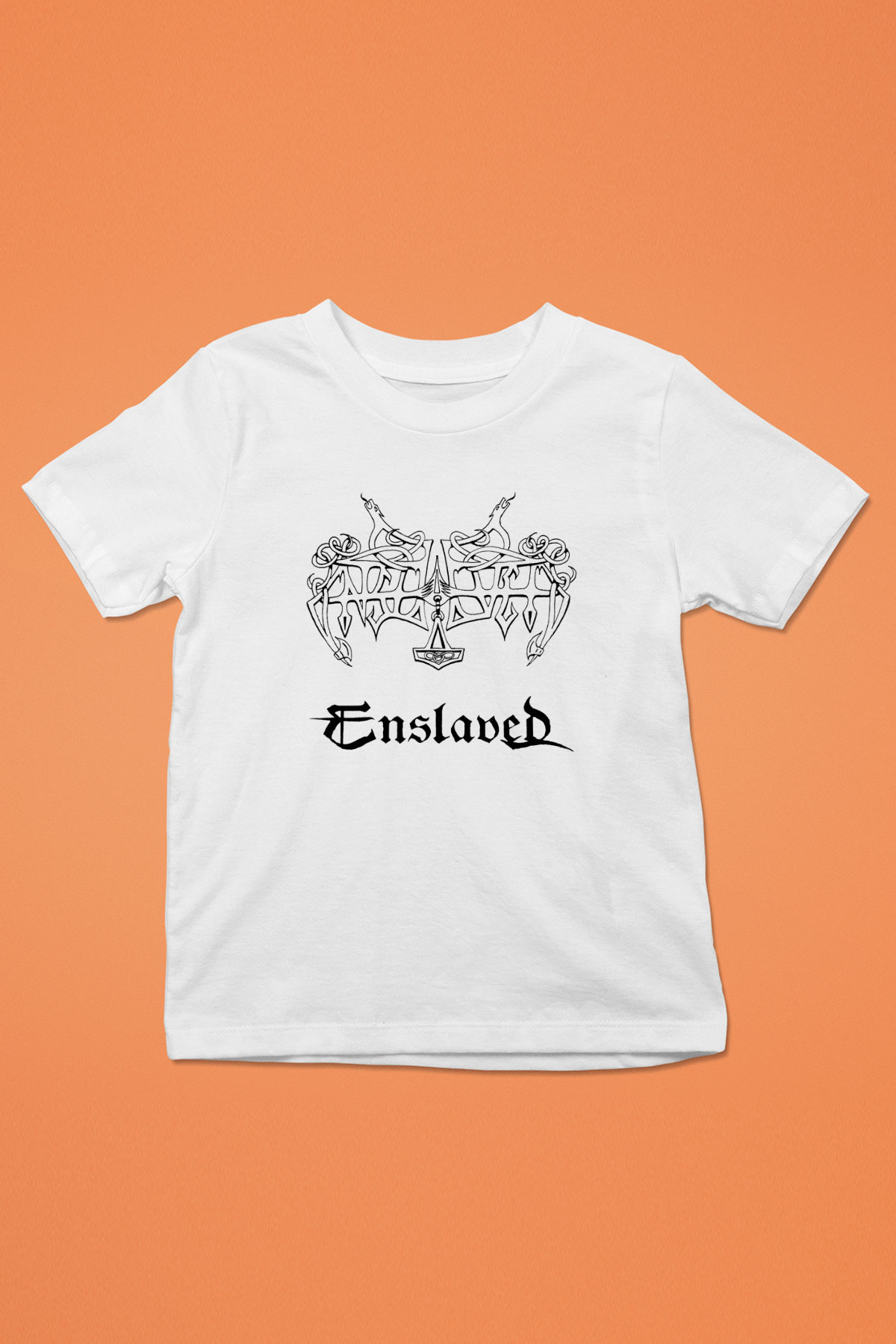 Enslaved Baskılı Beyaz Unisex Çocuk Tişört