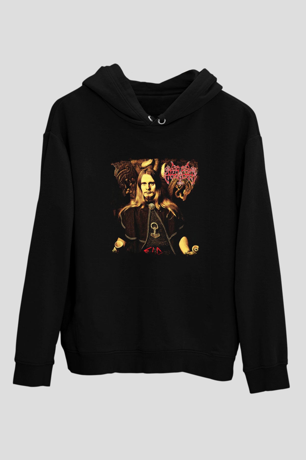 Enslaved Baskılı Unisex Siyah Hoodie