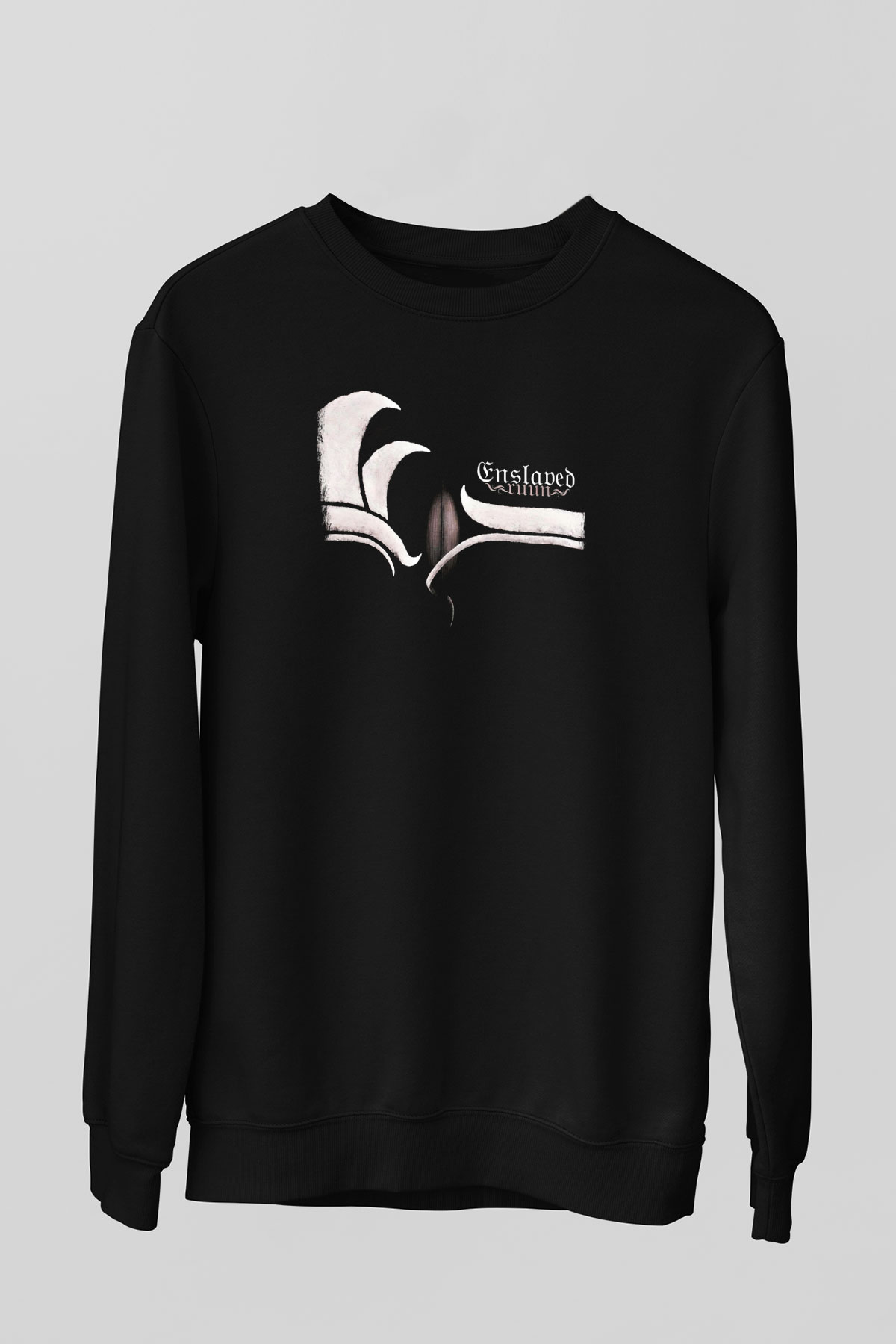 Enslaved Baskılı Unisex Siyah Sweatshirt