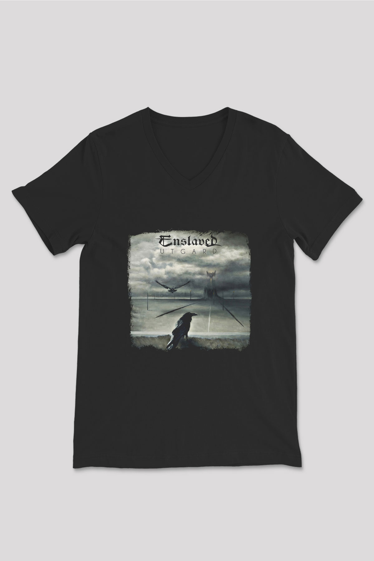 Enslaved Baskılı Unisex Siyah V Yaka Tişört