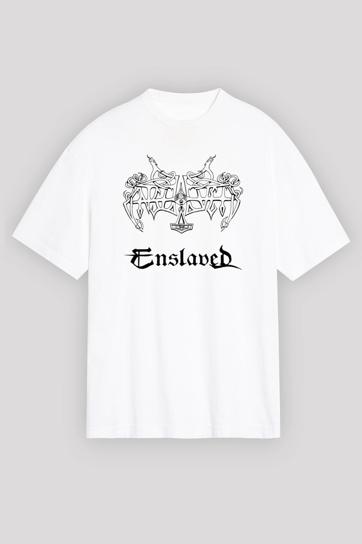 Enslaved Beyaz Unisex Oversize Tişört T-Shirt