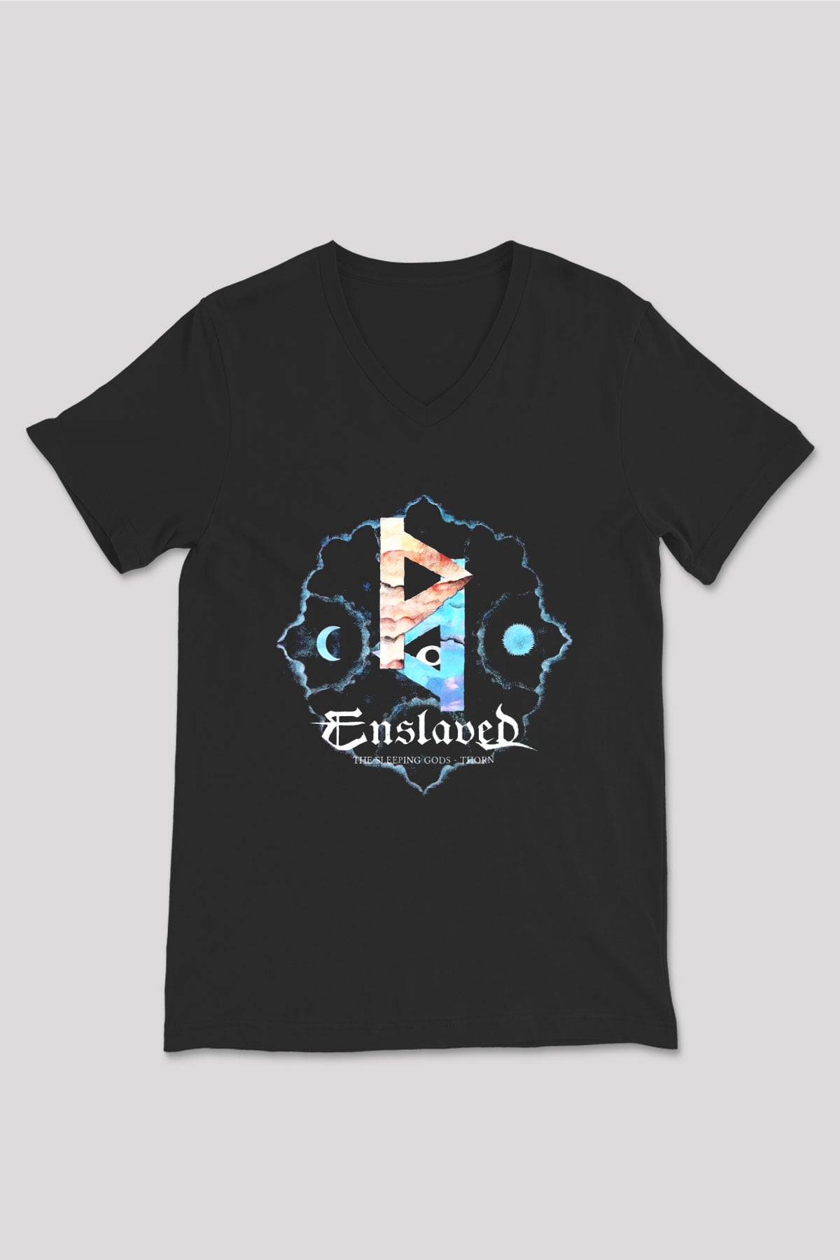Enslaved Siyah Unisex V Yaka Tişört T-Shirt