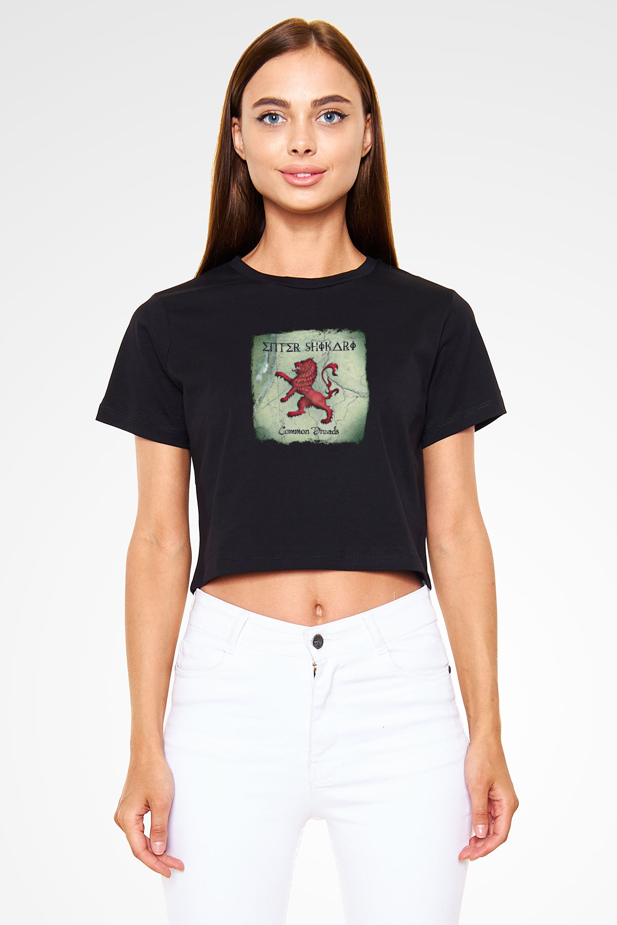 Enter Shikari Baskılı Unisex Siyah Crop Top Tişört