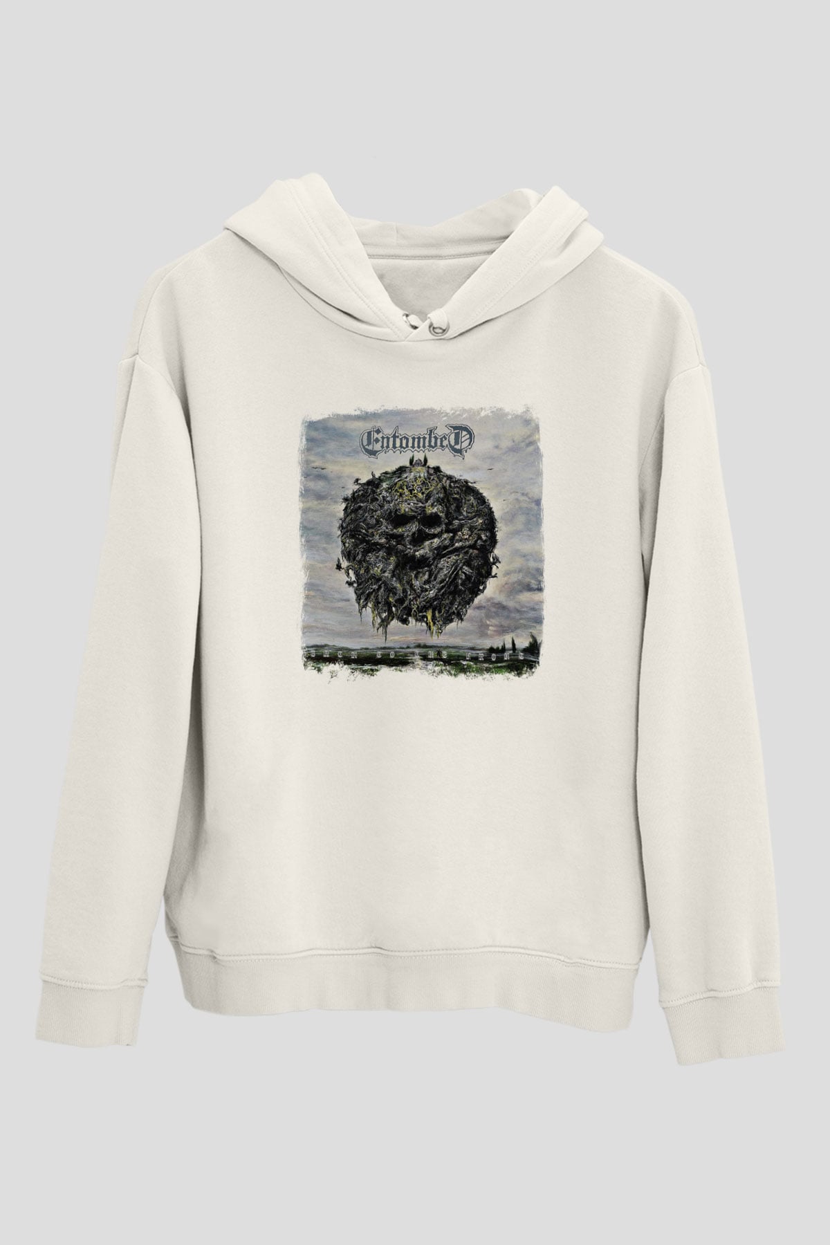 Entombed Baskılı Unisex Beyaz Hoodie