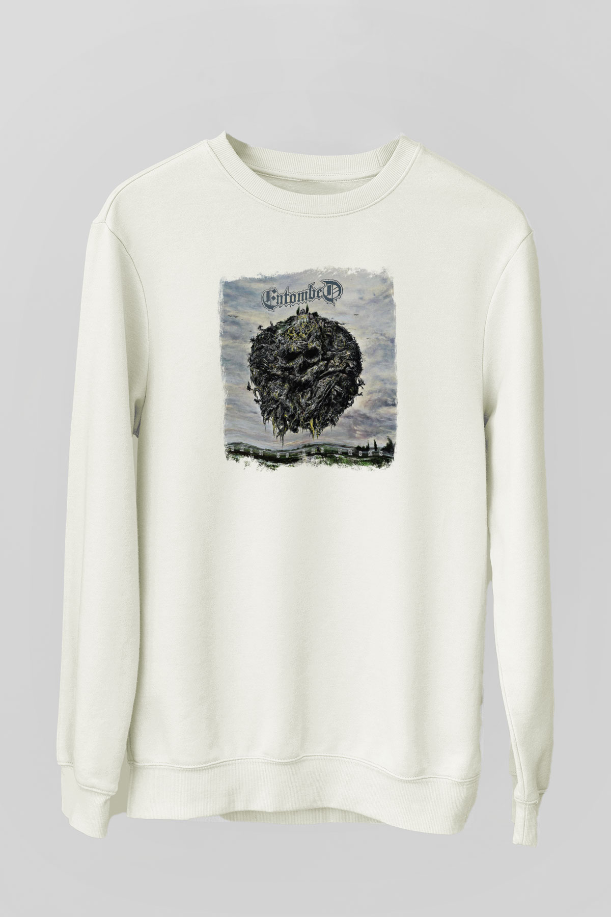 Entombed Baskılı Unisex Beyaz Sweatshirt