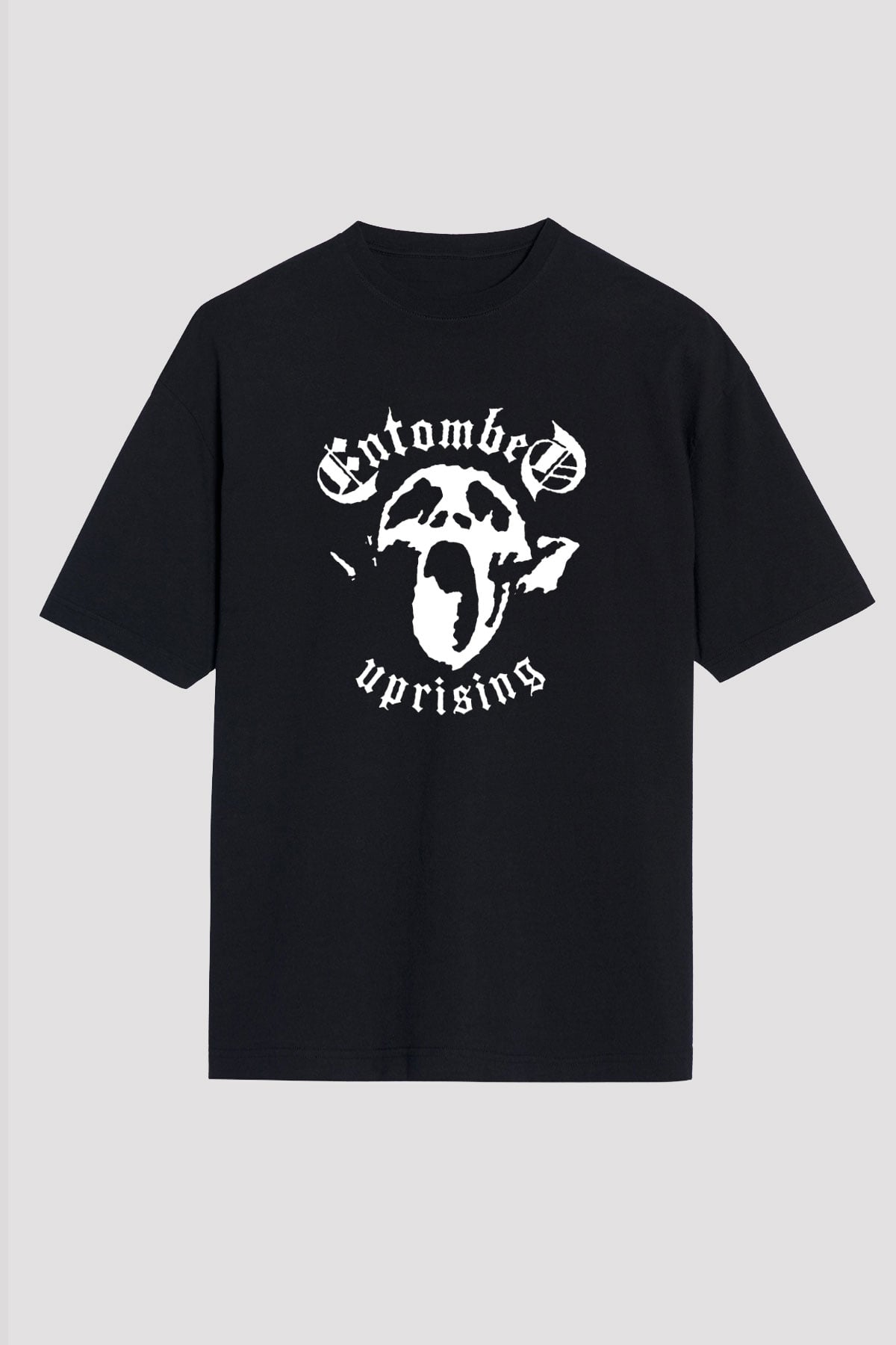 Entombed Baskılı Unisex Siyah Oversize Tişört