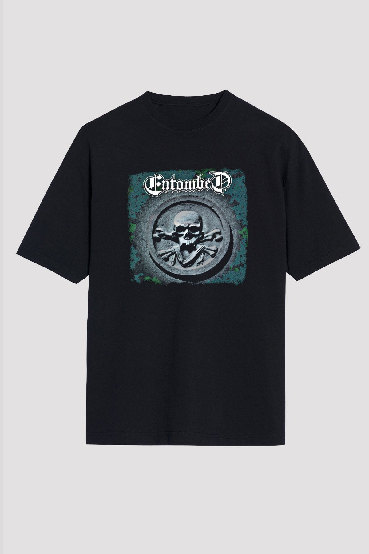 Entombed Baskılı Unisex Siyah Oversize Tişört