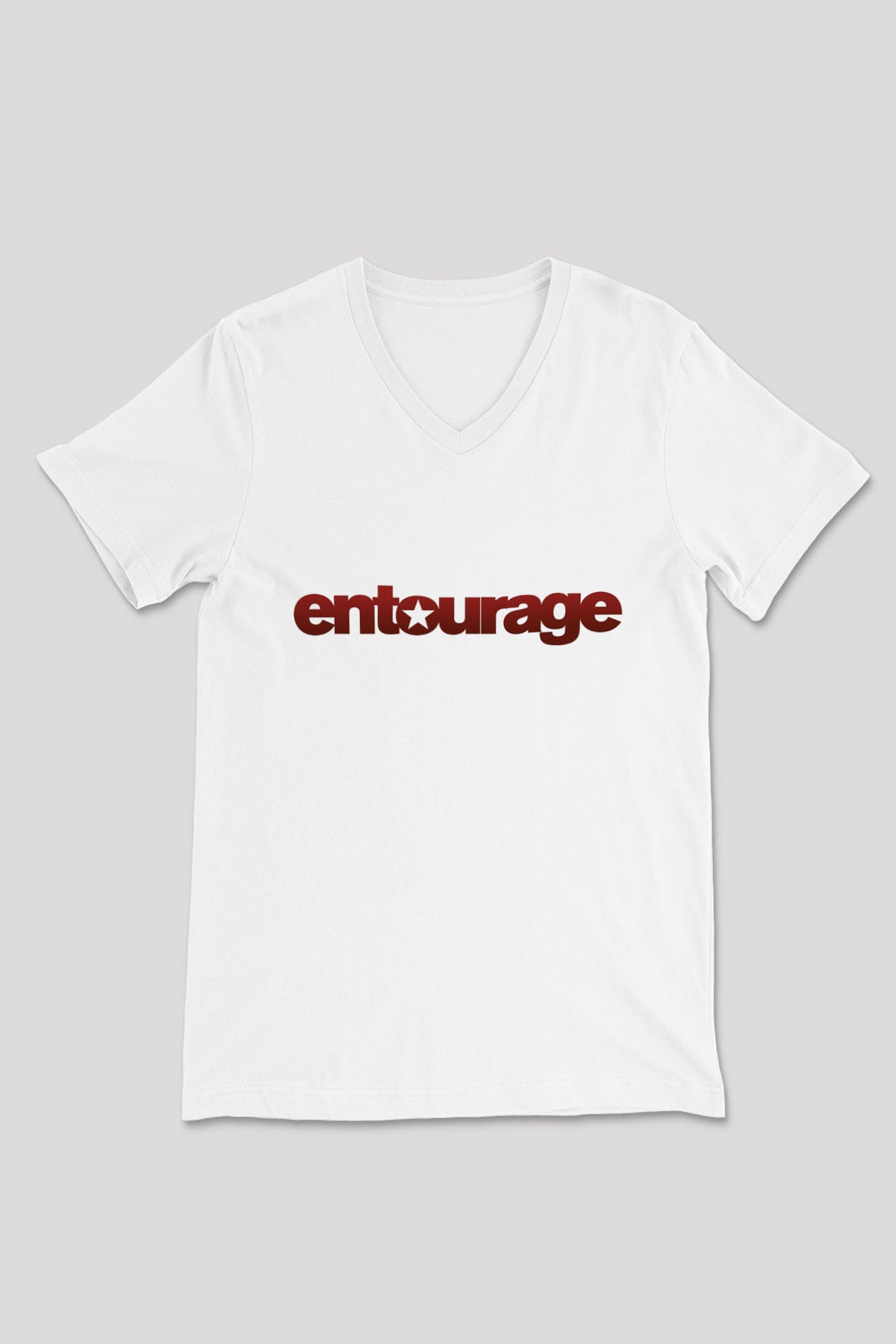 Entourage Beyaz Unisex V Yaka Tişört T-Shirt