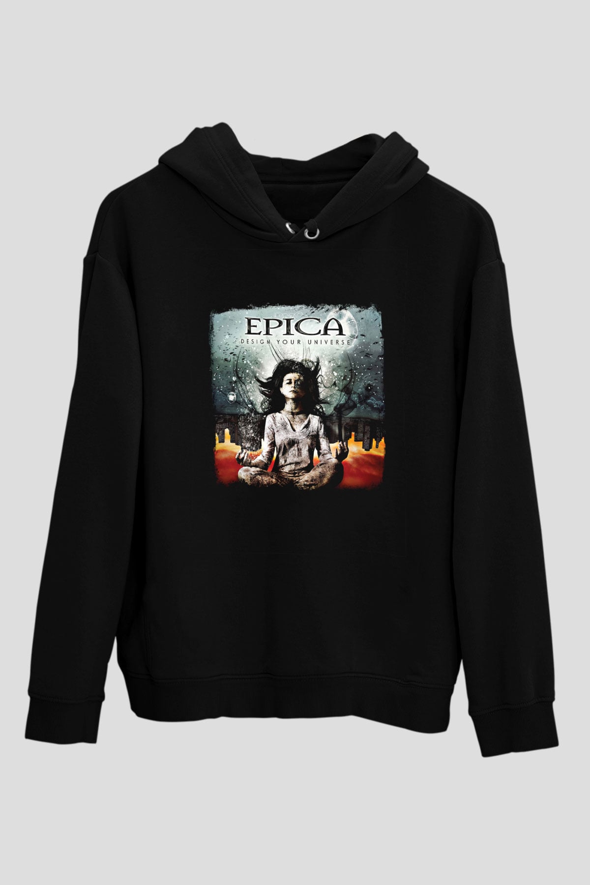 Epica Baskılı Unisex Siyah Hoodie