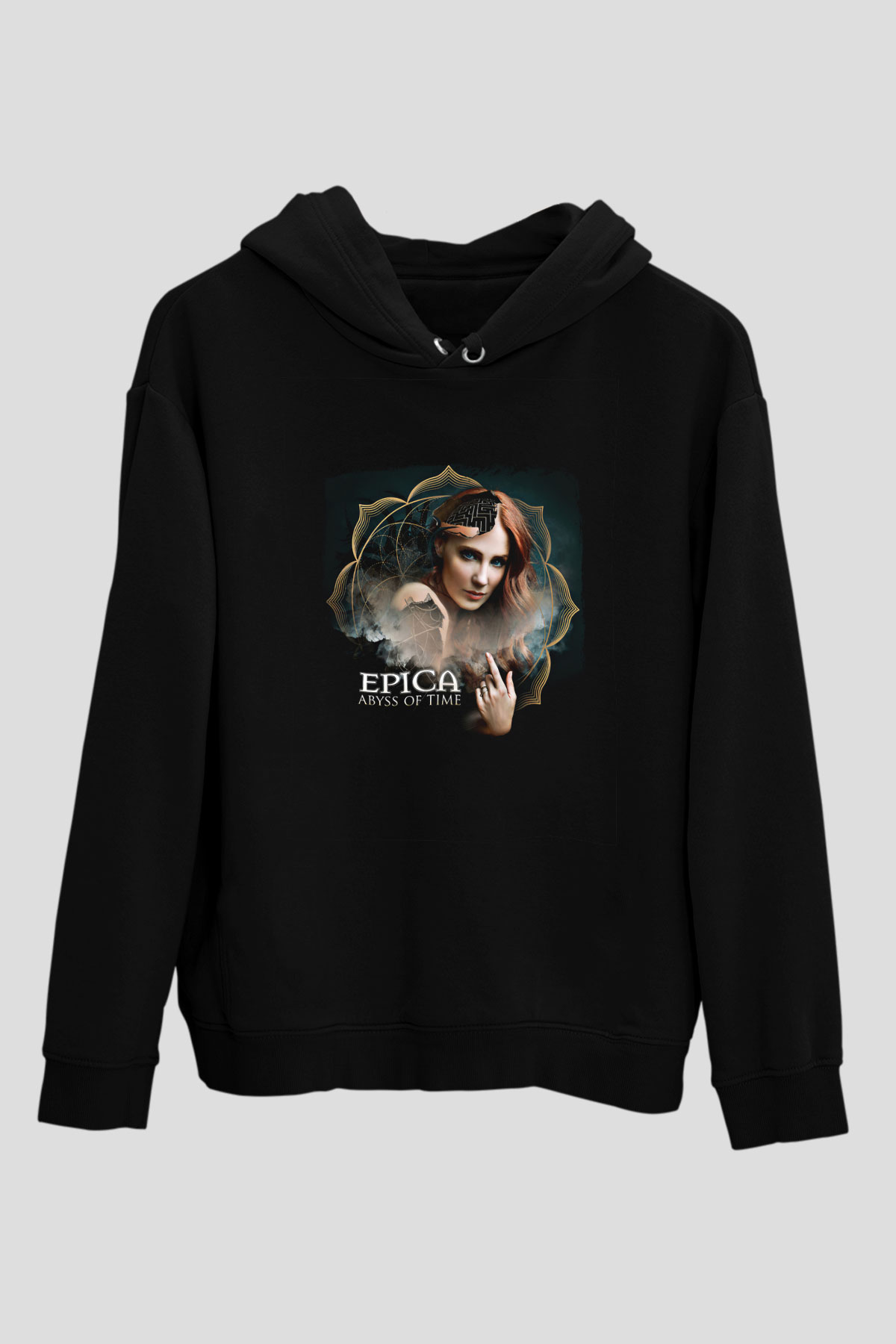 Epica Baskılı Unisex Siyah Hoodie