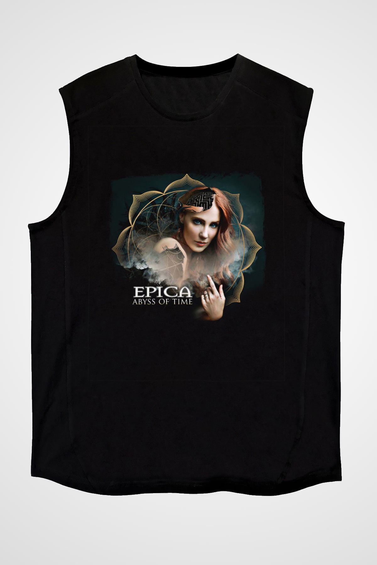 Epica Baskılı Unisex Siyah Kolsuz Tişört