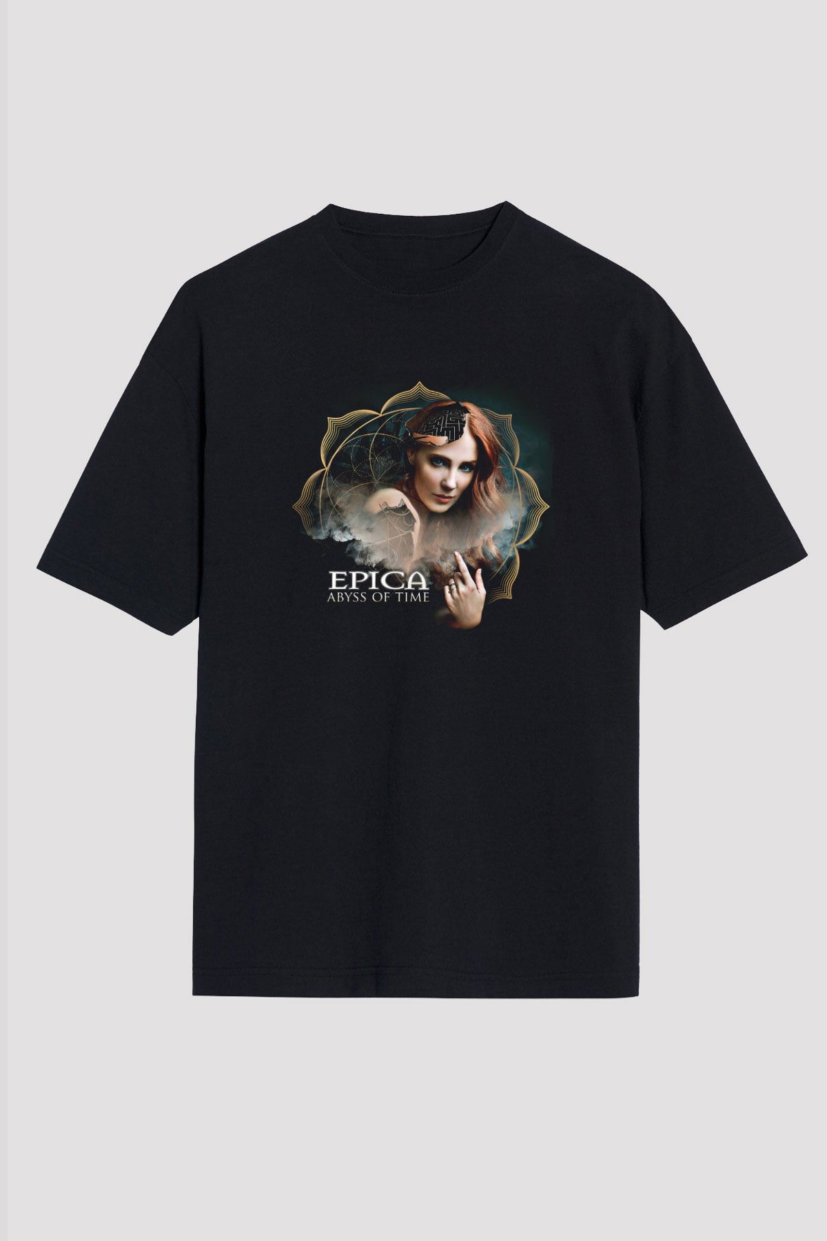 Epica Baskılı Unisex Siyah Oversize Tişört