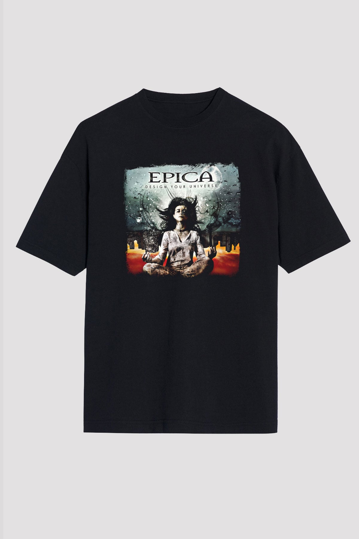 Epica Baskılı Unisex Siyah Oversize Tişört