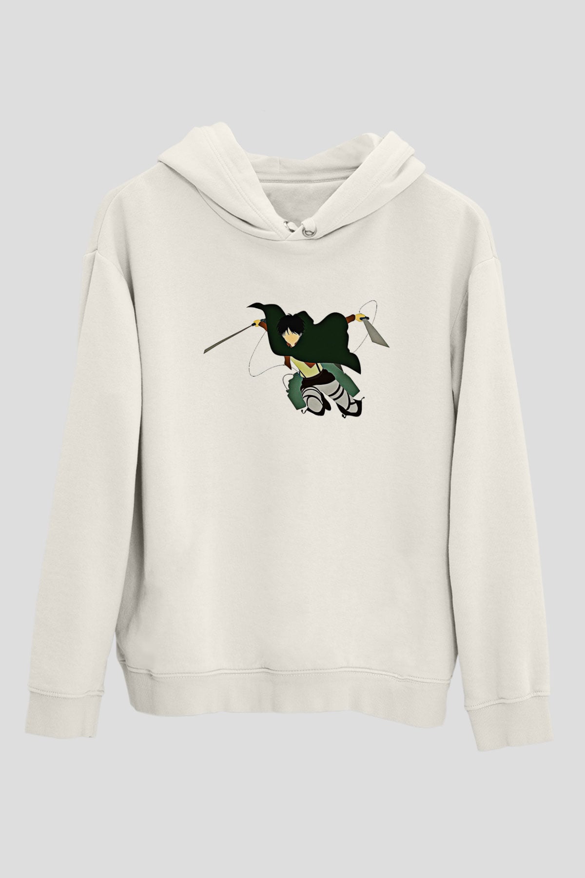Eren Jaeger Baskılı Beyaz Unisex Hoodie